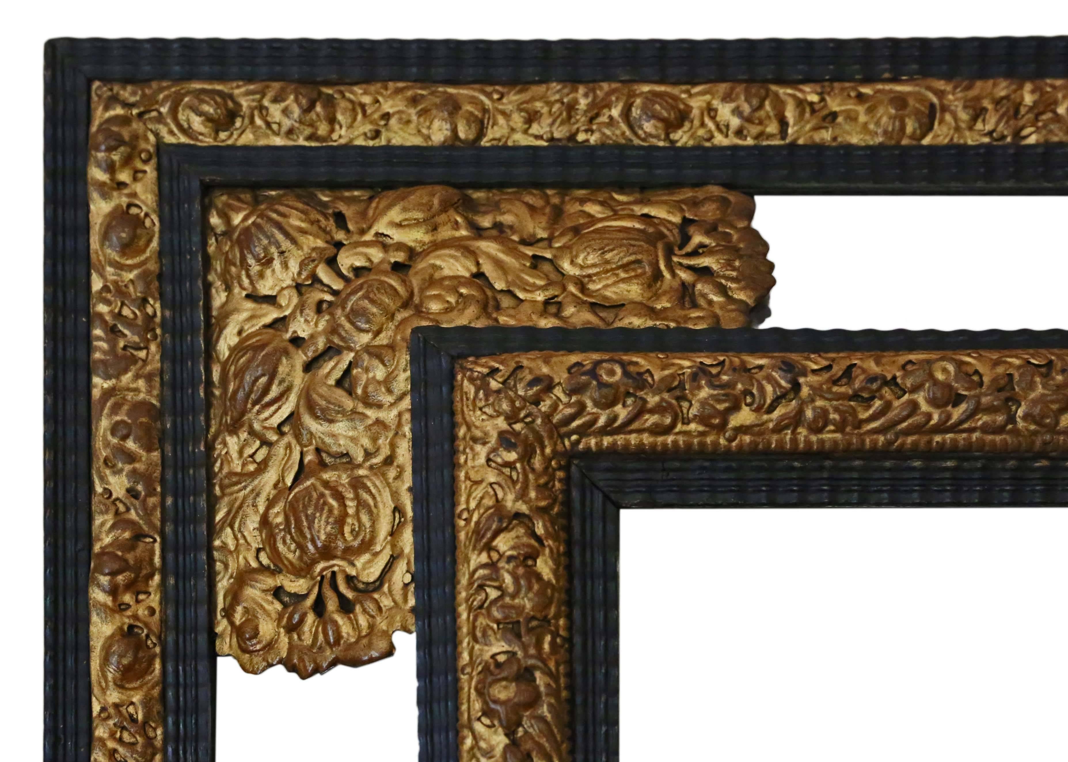 Glass Antique Victorian Ebonized / Gilt Cushion Wall Mirror Overmantel Dutch For Sale