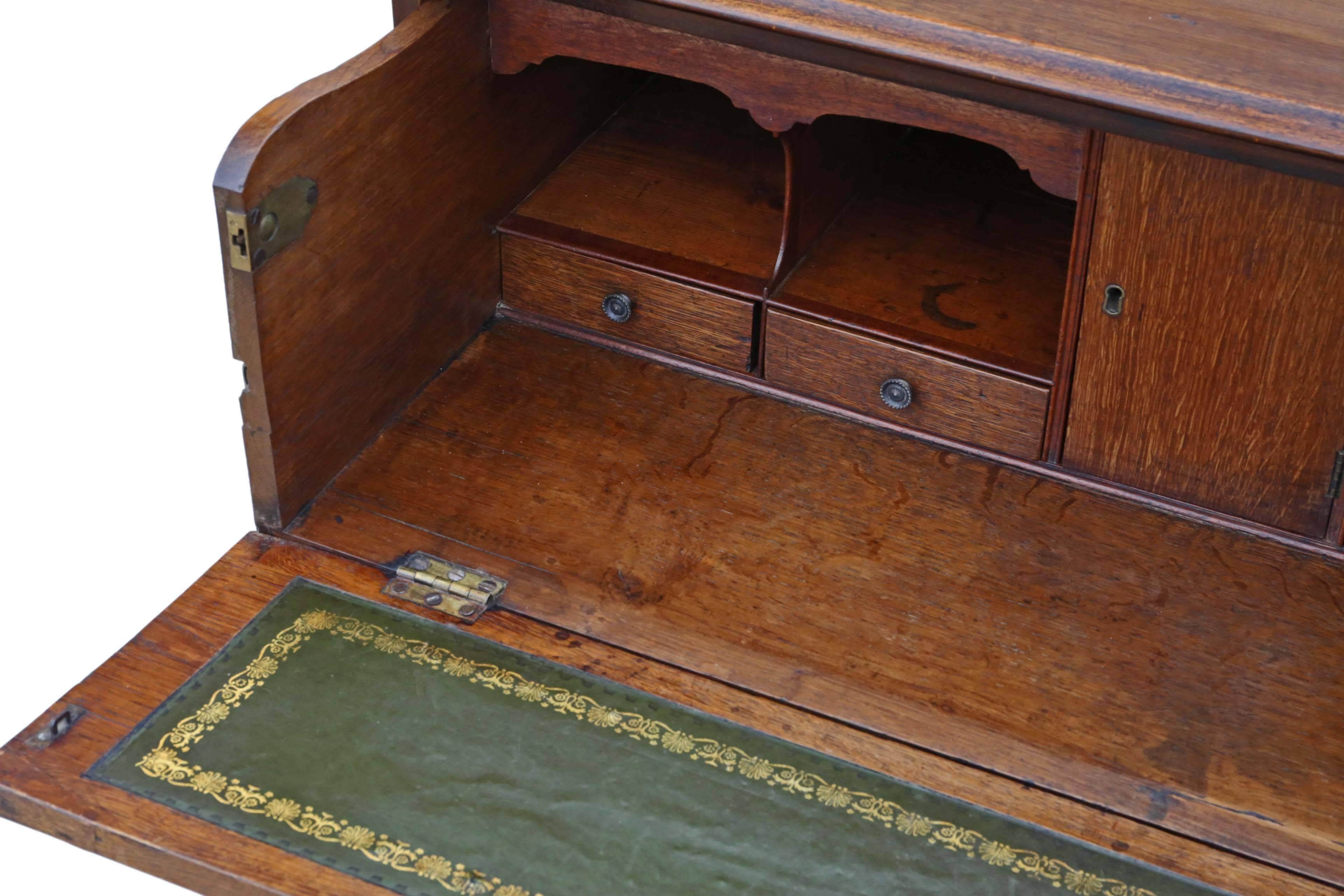 19th Century Antique Georgian Regency Elm Secretaire Desk Writing Chest of Drawers For Sale