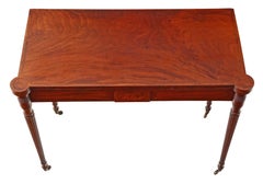 Antique Quality Regency Inlaid Mahogany Folding Card Tea Console Table