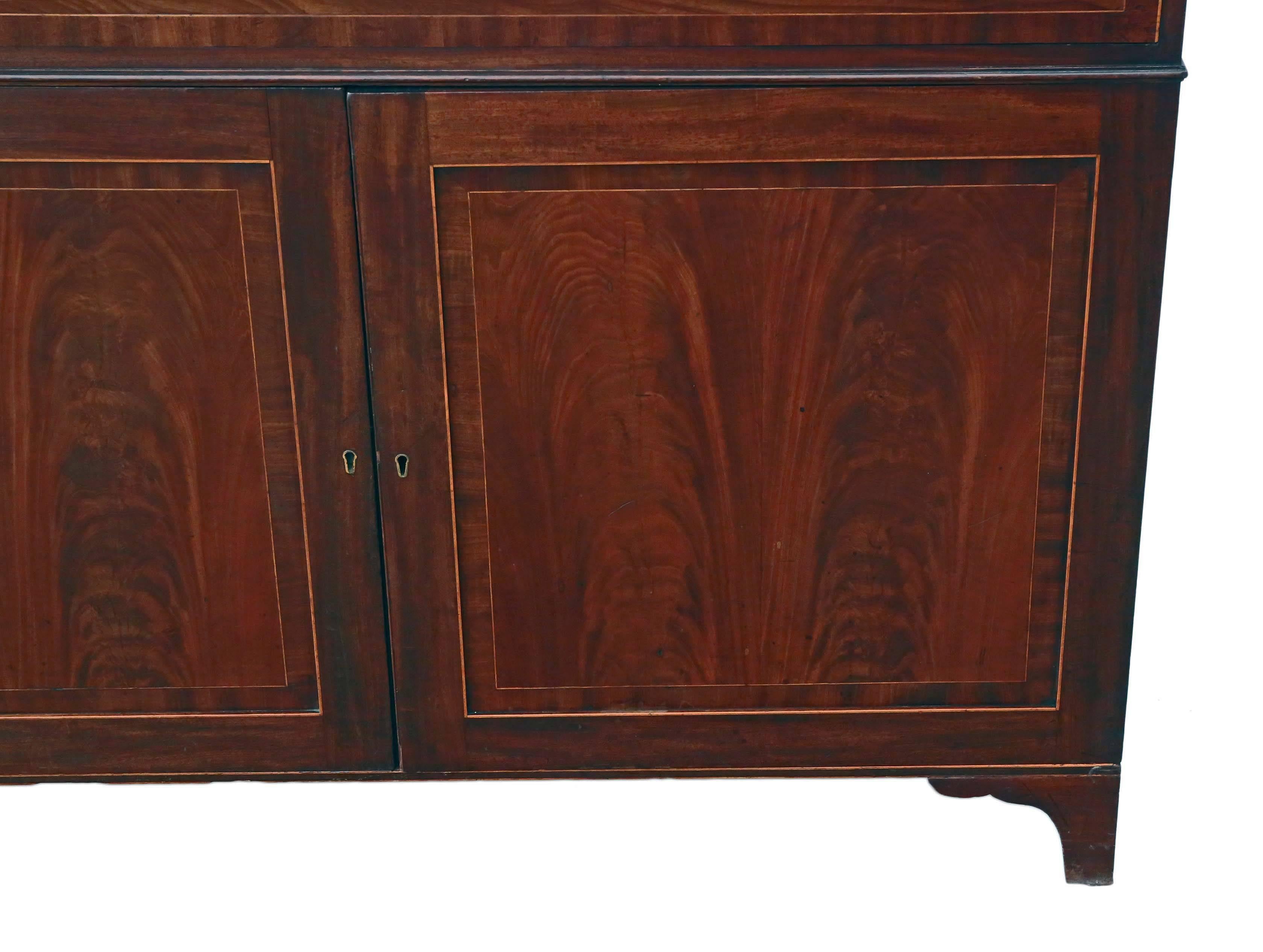 Antique Regency circa 1825 Mahogany Secretaire Linen Press Wardrobe For Sale 1