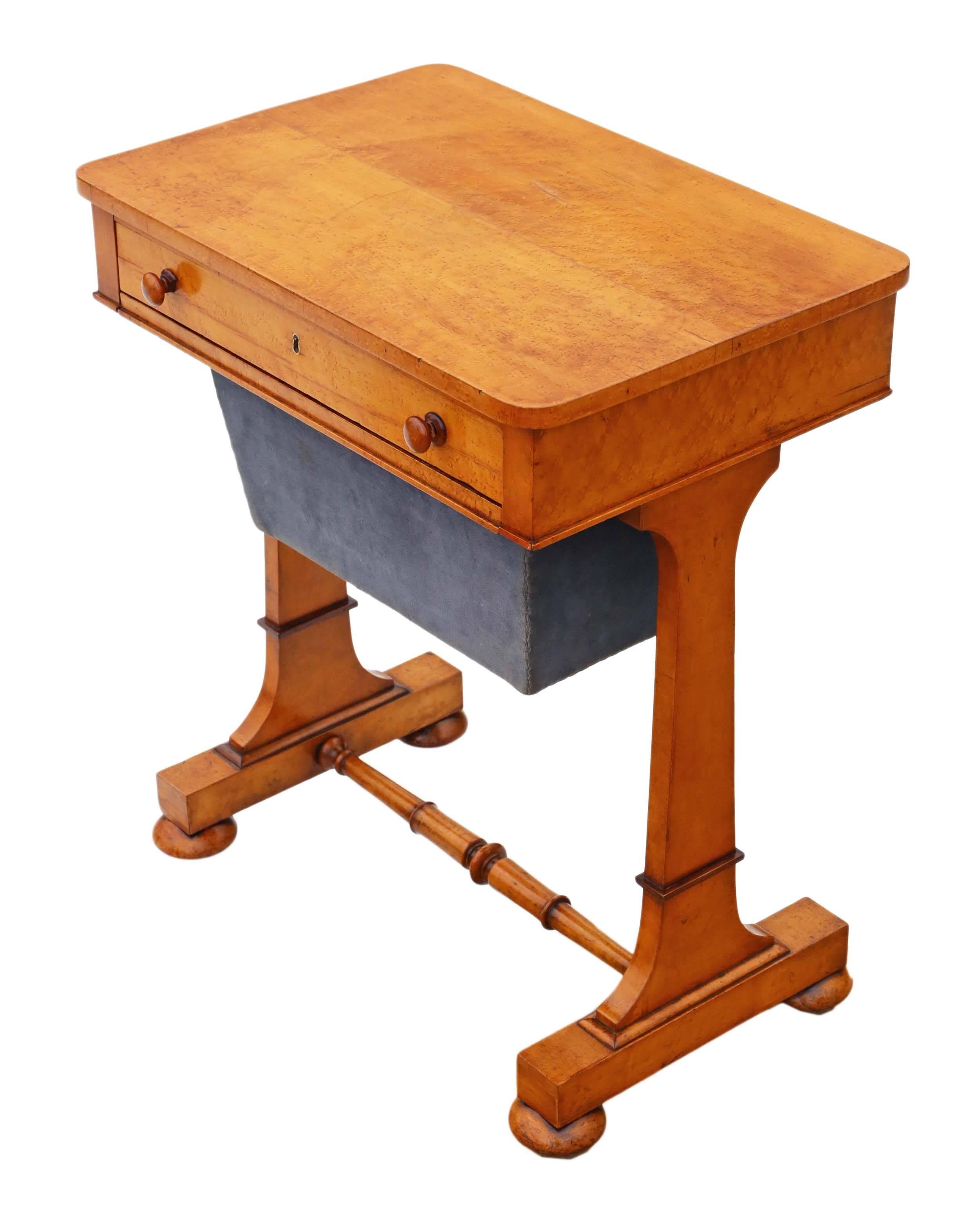 Mid-19th Century Antique William iv circa 1835 Bird's-Eye Maple Work / Sewing Box or Table For Sale