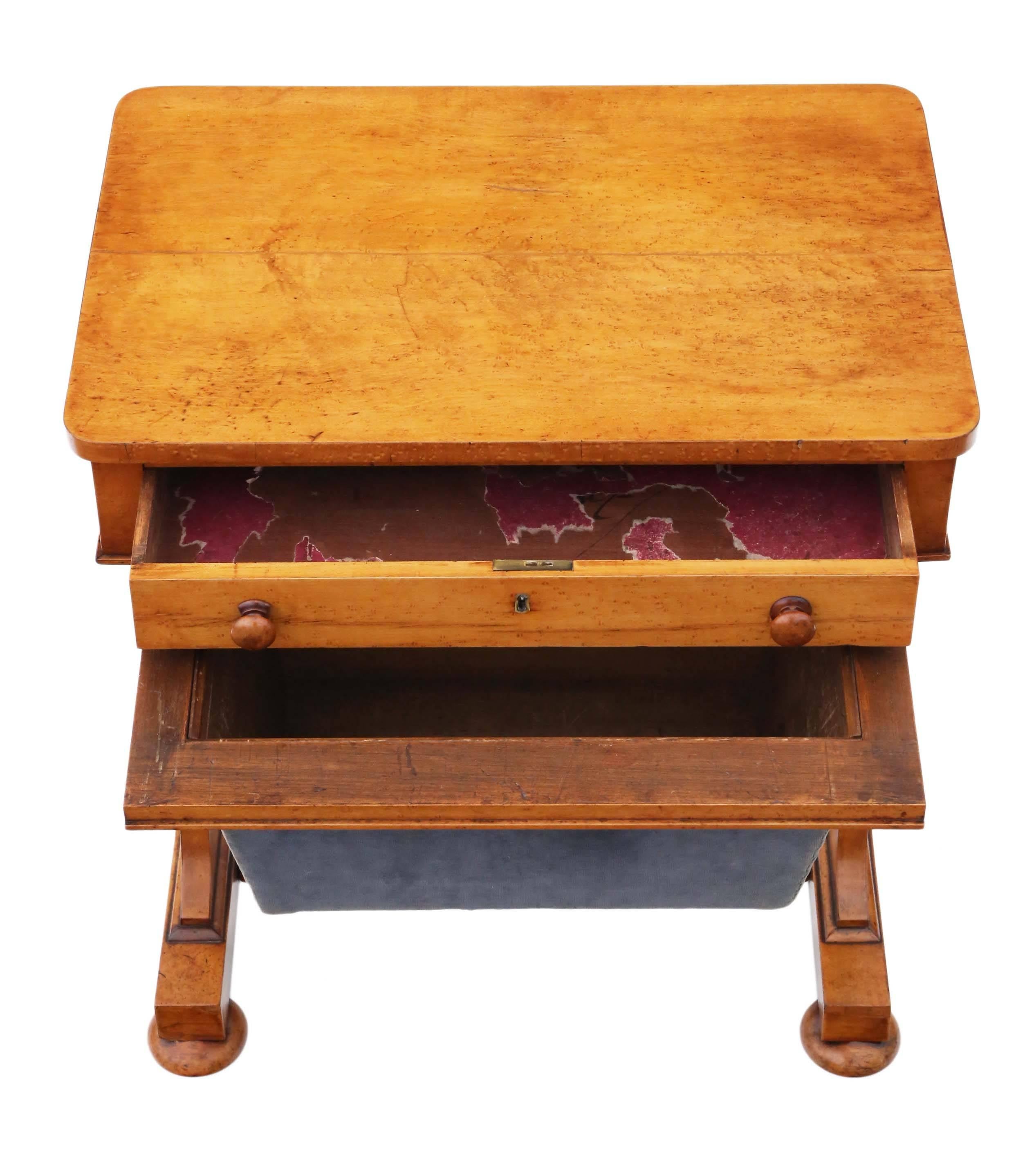 William IV Antique William iv circa 1835 Bird's-Eye Maple Work / Sewing Box or Table For Sale