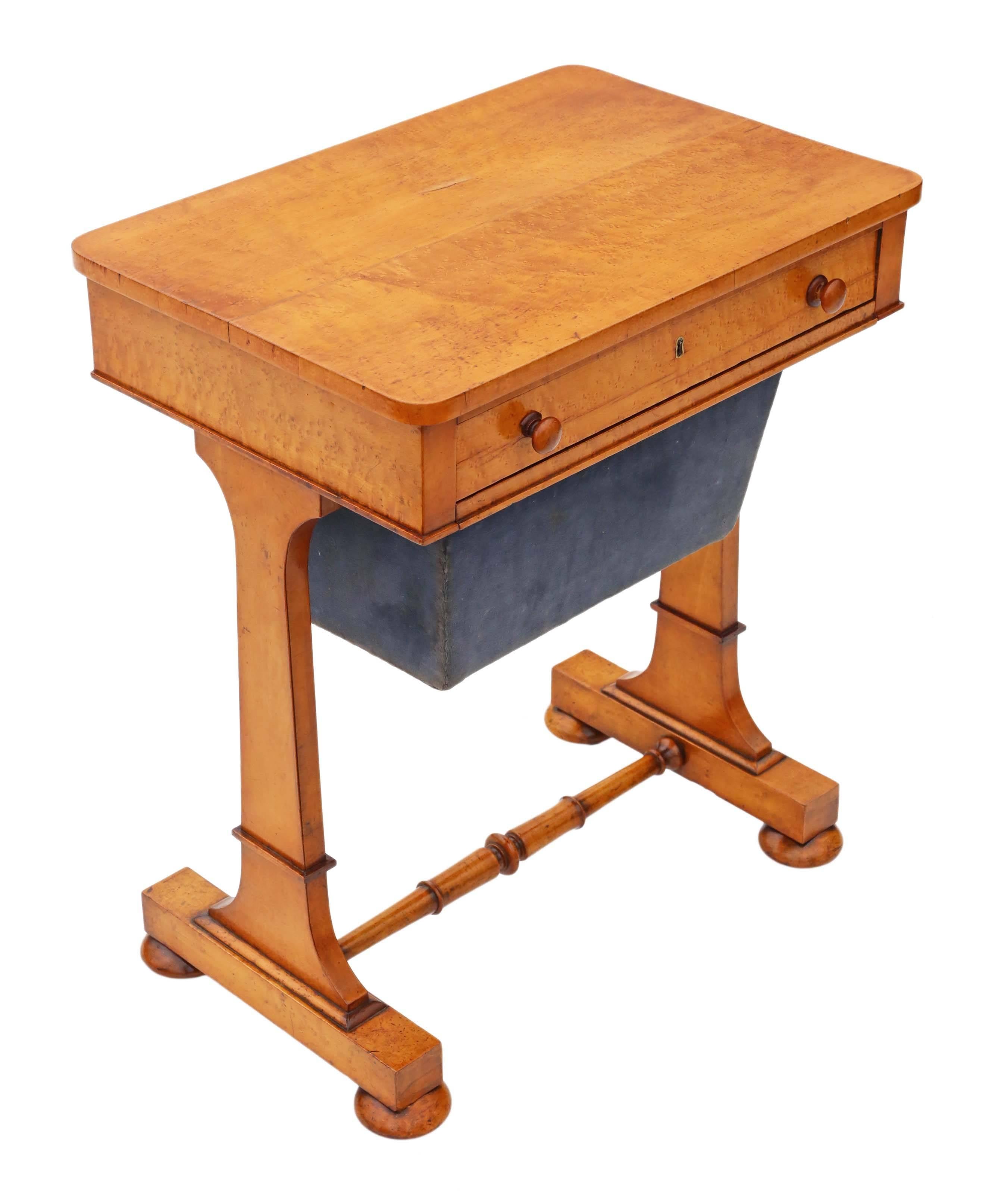 Birdseye Maple Antique William iv circa 1835 Bird's-Eye Maple Work / Sewing Box or Table For Sale