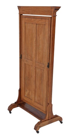 Antique Large Quality Victorian Walnut and Oak Cheval Mirror