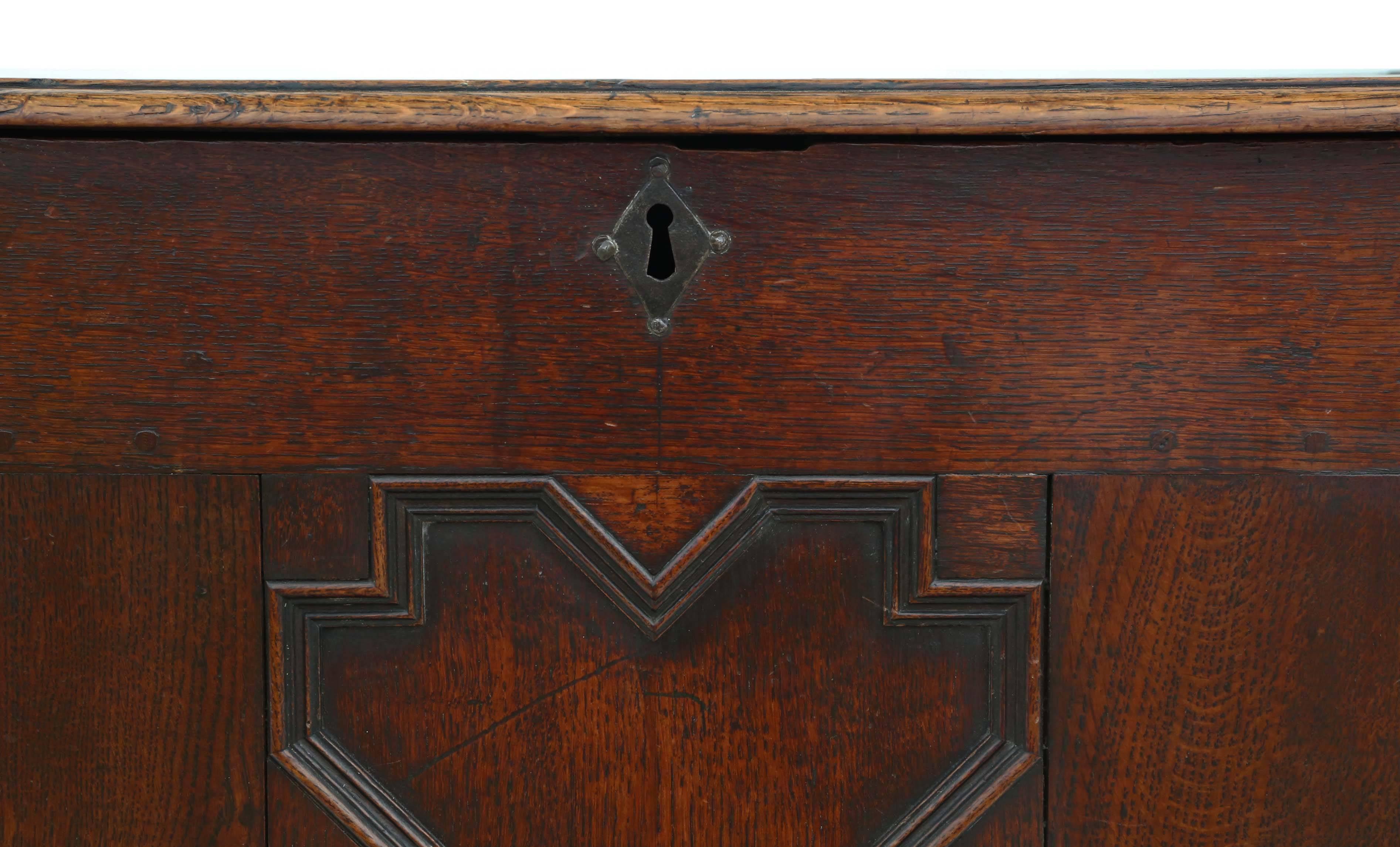 18th Century and Earlier 18th Century Georgian Oak Coffer or Mule Chest For Sale