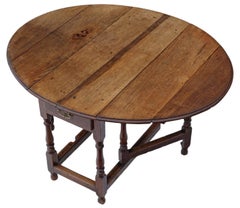 Antique Georgian Oak Gateleg Drop-Leaf Dining Table