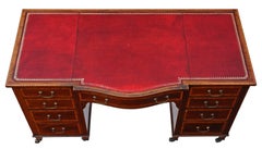 Antique Edwardian circa 1905 Crossbanded Mahogany Twin Pedestal Desk