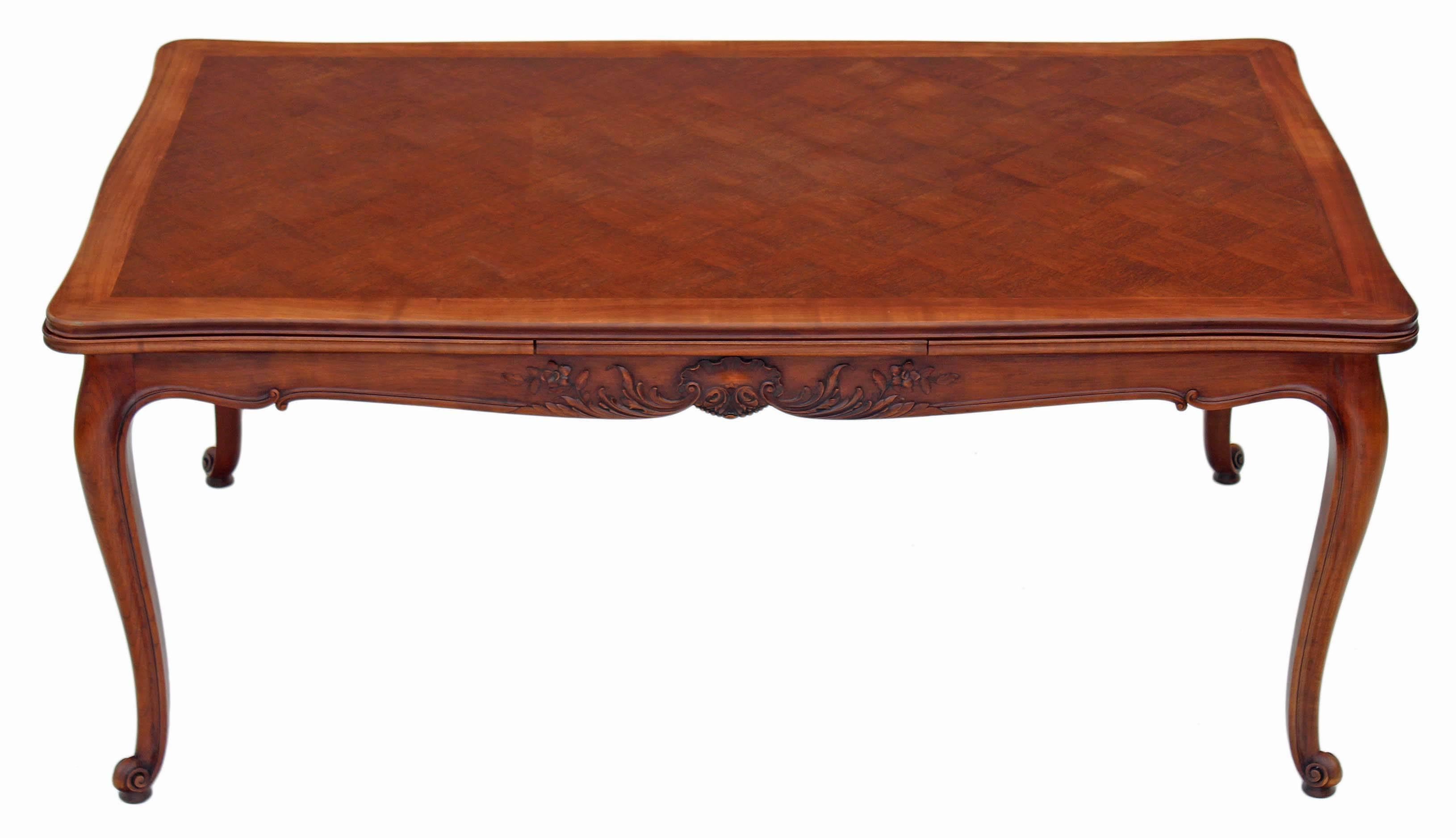 Antique Large French Cherry Mahogany Extending Dining Table Quality For Sale 3