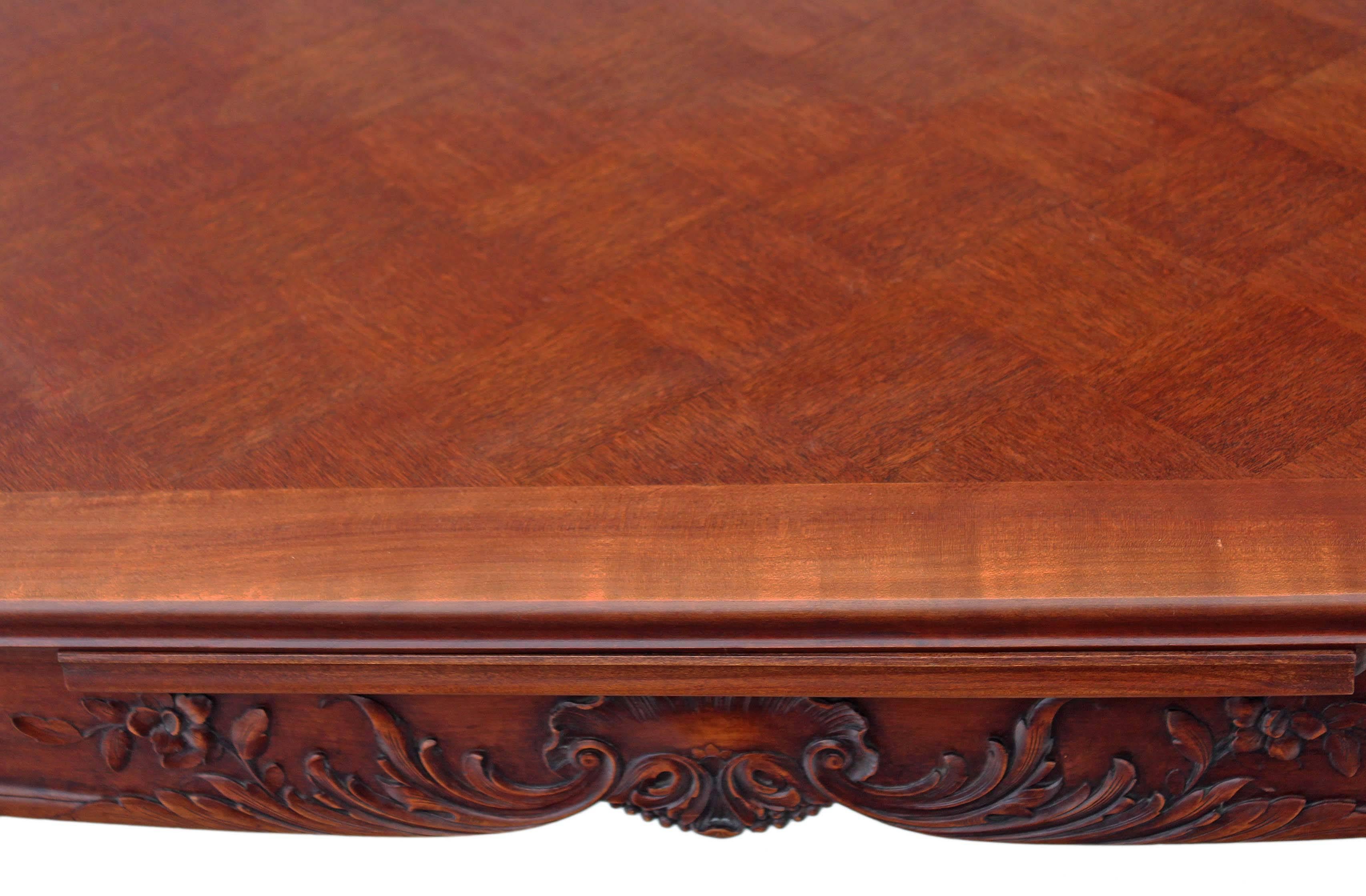 Contemporary Antique Large French Cherry Mahogany Extending Dining Table Quality For Sale