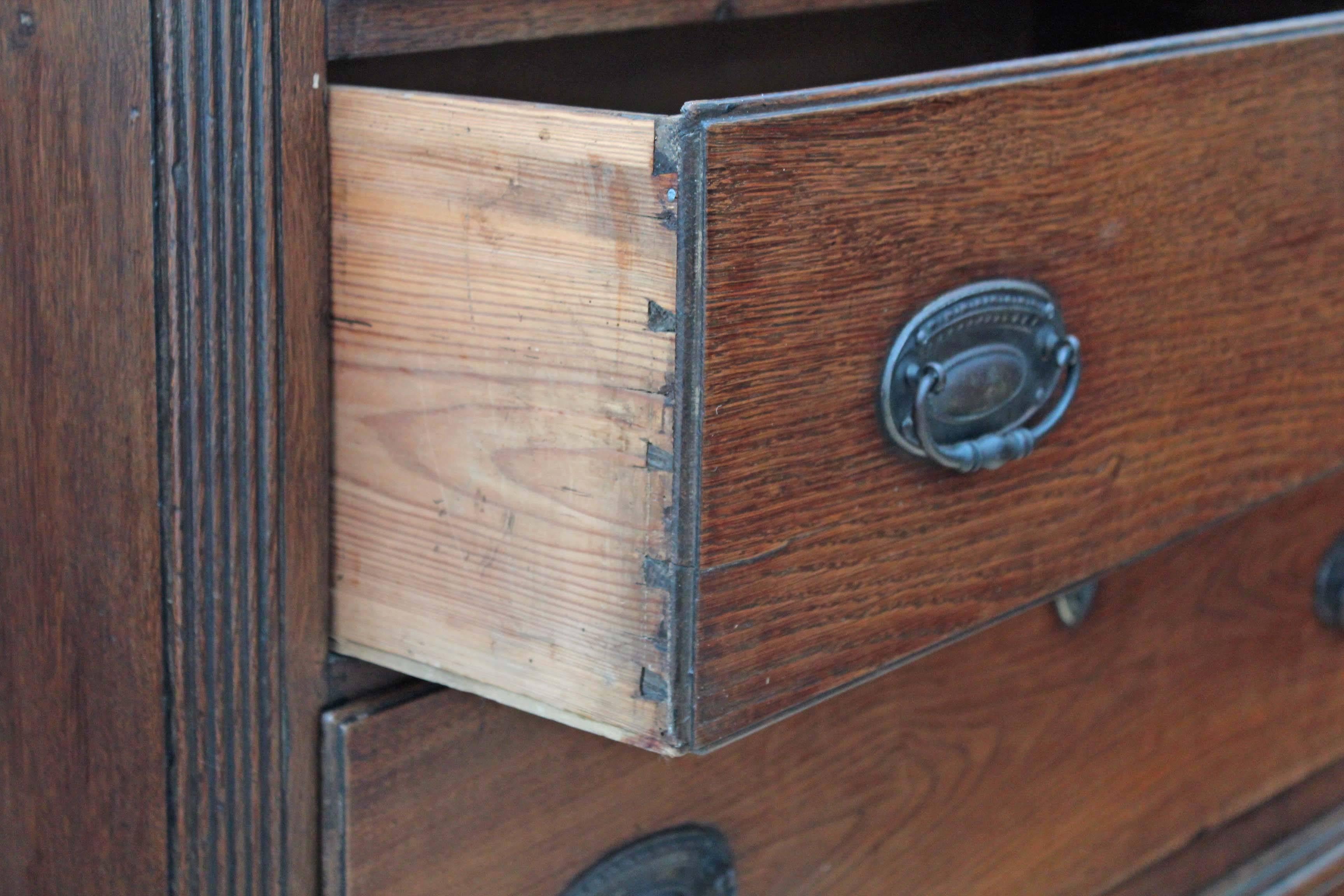 Antique Georgian 18th Century Oak Country Tallboy Chest on Chest of Drawers For Sale 4