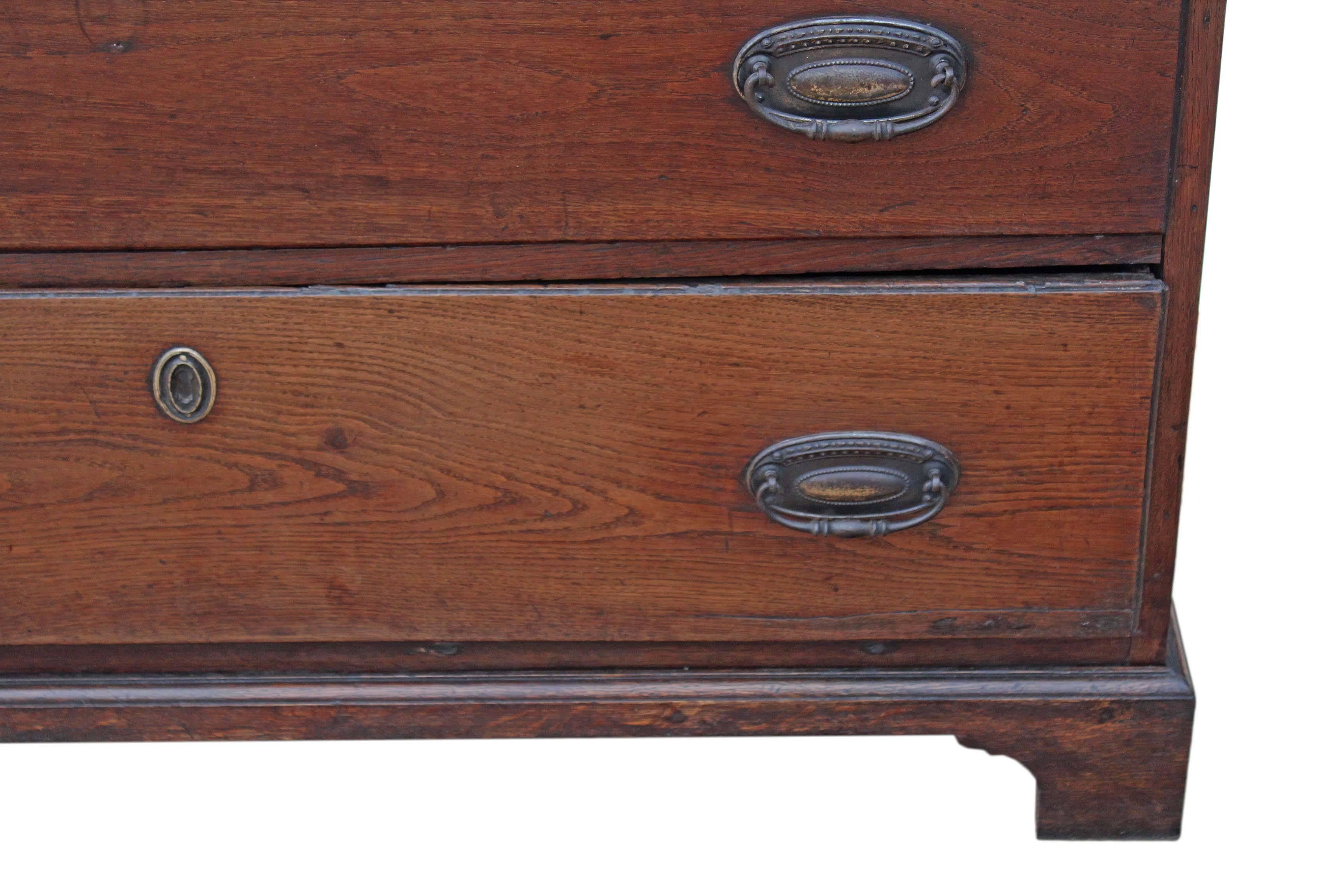 Antique Georgian 18th Century Oak Country Tallboy Chest on Chest of Drawers For Sale 2