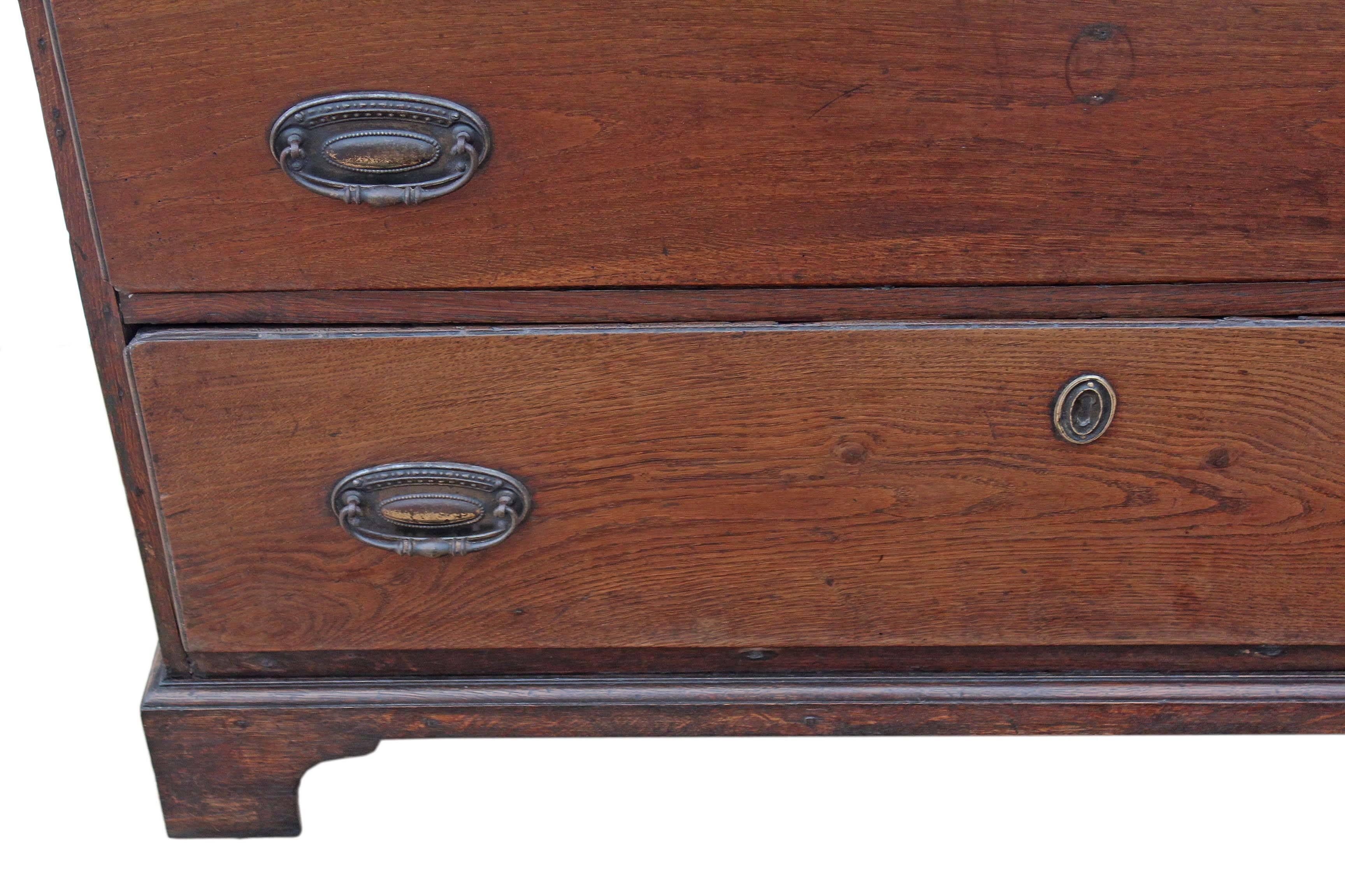 Antique Georgian 18th Century Oak Country Tallboy Chest on Chest of Drawers For Sale 3