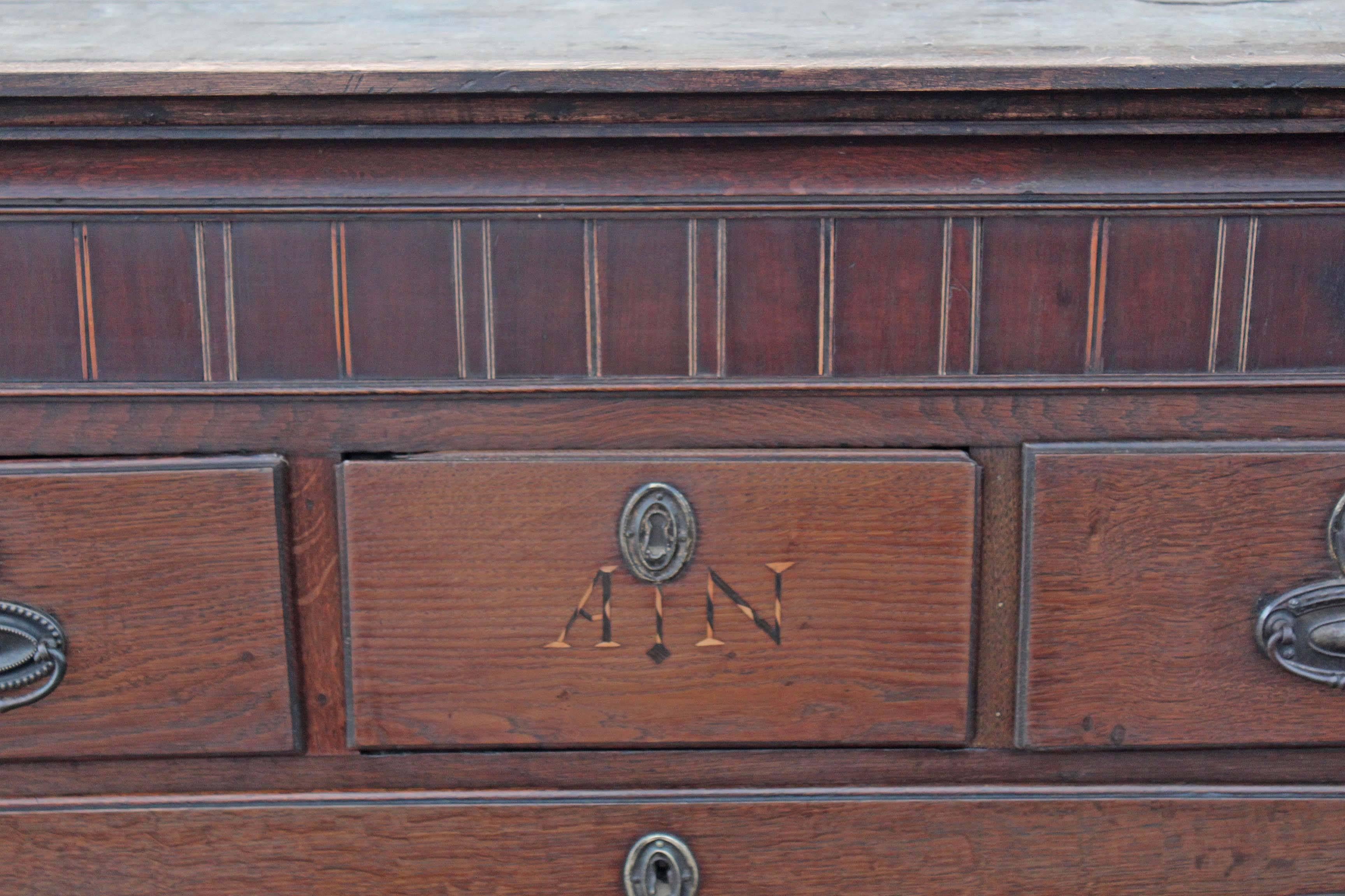 Antique Georgian 18th Century Oak Country Tallboy Chest on Chest of Drawers In Good Condition For Sale In Wisbech, Walton Wisbech