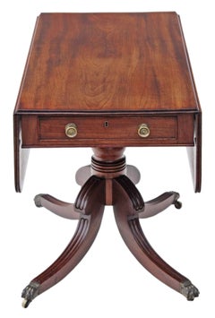 Antique Georgian Regency Mahogany Pedestal Pembroke Sofa Table