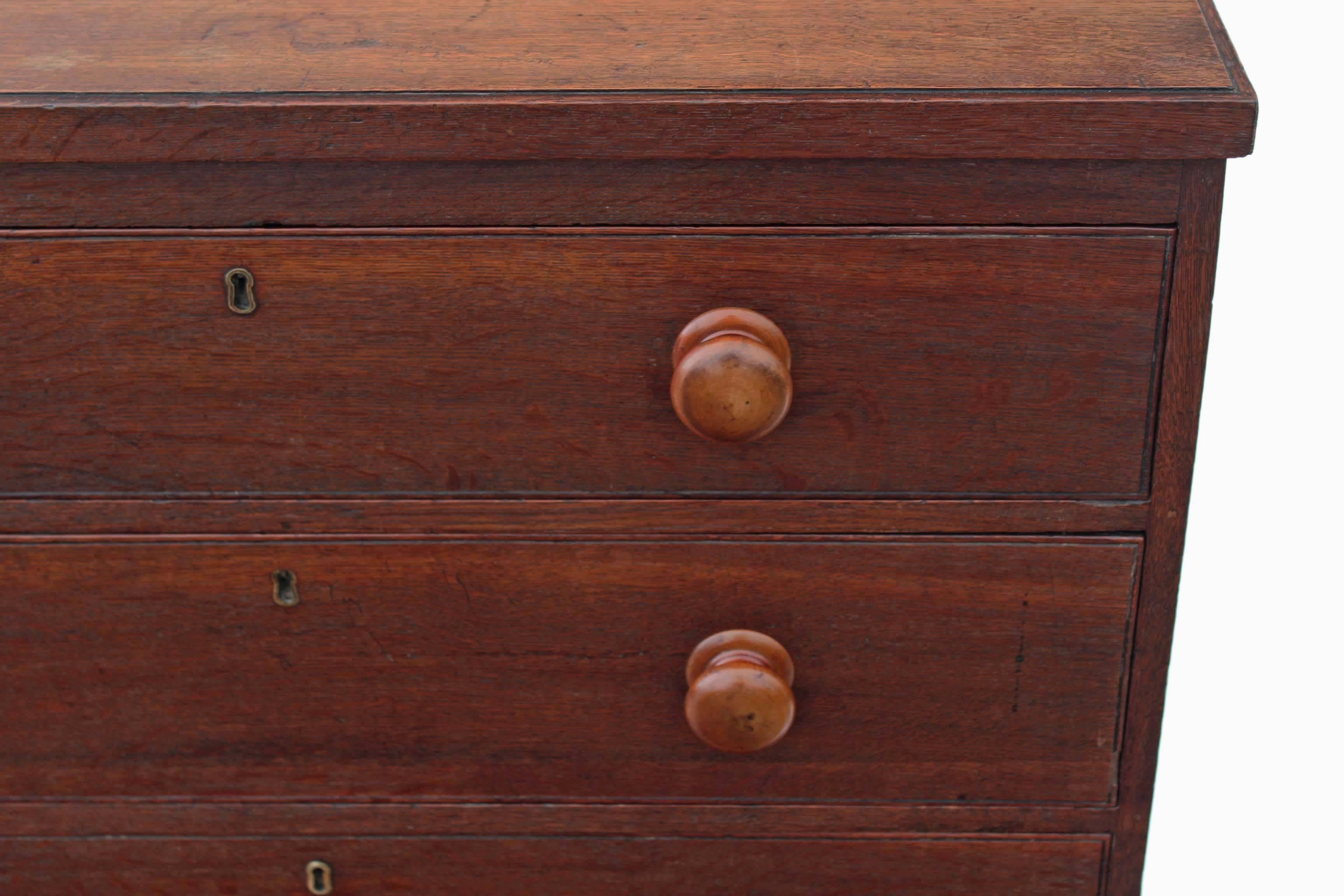 Antique Early Victorian 19th Century Oak Chest of Drawers For Sale 3