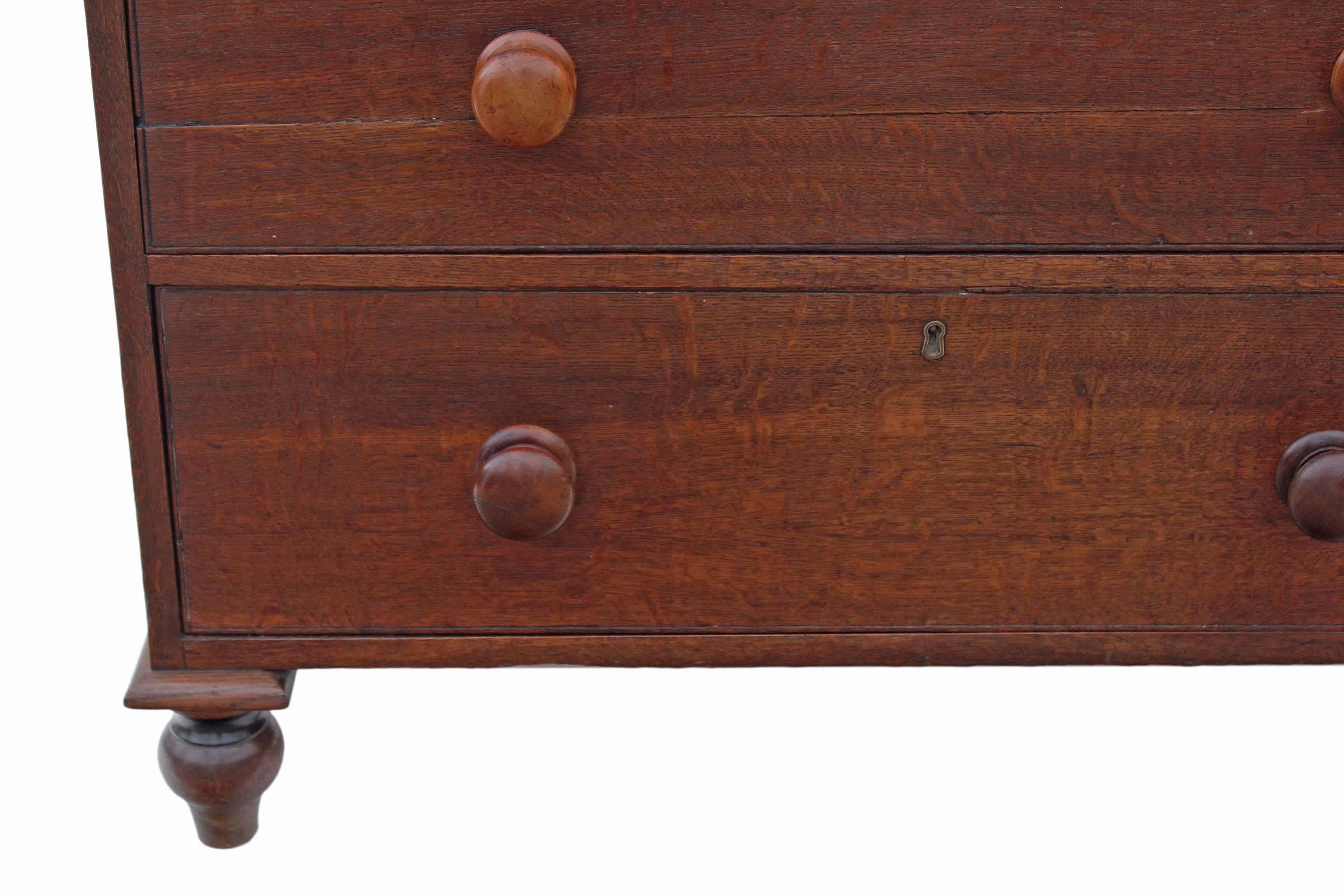 Antique Early Victorian 19th Century Oak Chest of Drawers For Sale 5