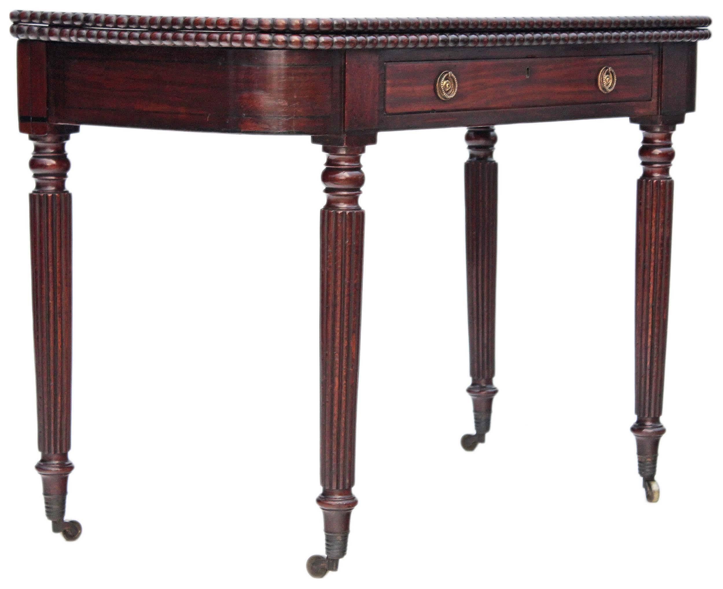 Antique Quality Victorian Mahogany 19th Century Folding Card Tea Table Console For Sale 1