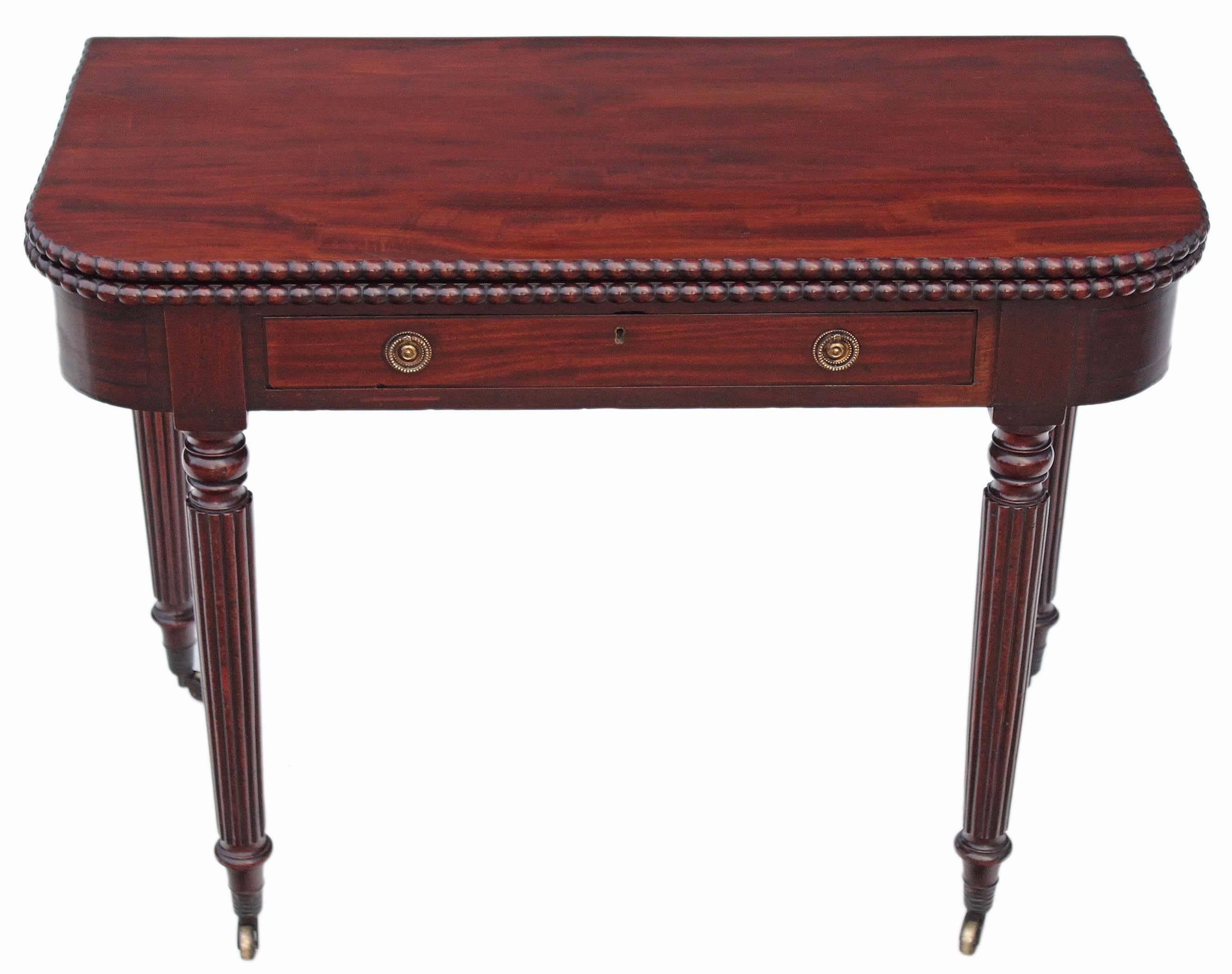 Antique quality Victorian mahogany 19th century folding tea table.

This piece has an oak lined drawer (slides freely), which is quite a rare feature for a tea table.

This is a lovely table, that is full of age, charm and character, with large