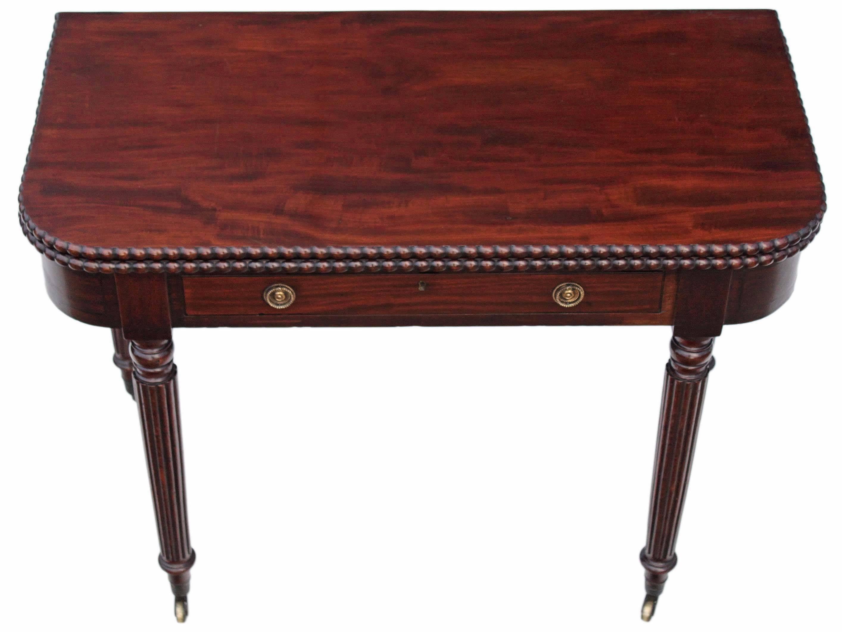British Antique Quality Victorian Mahogany 19th Century Folding Card Tea Table Console For Sale