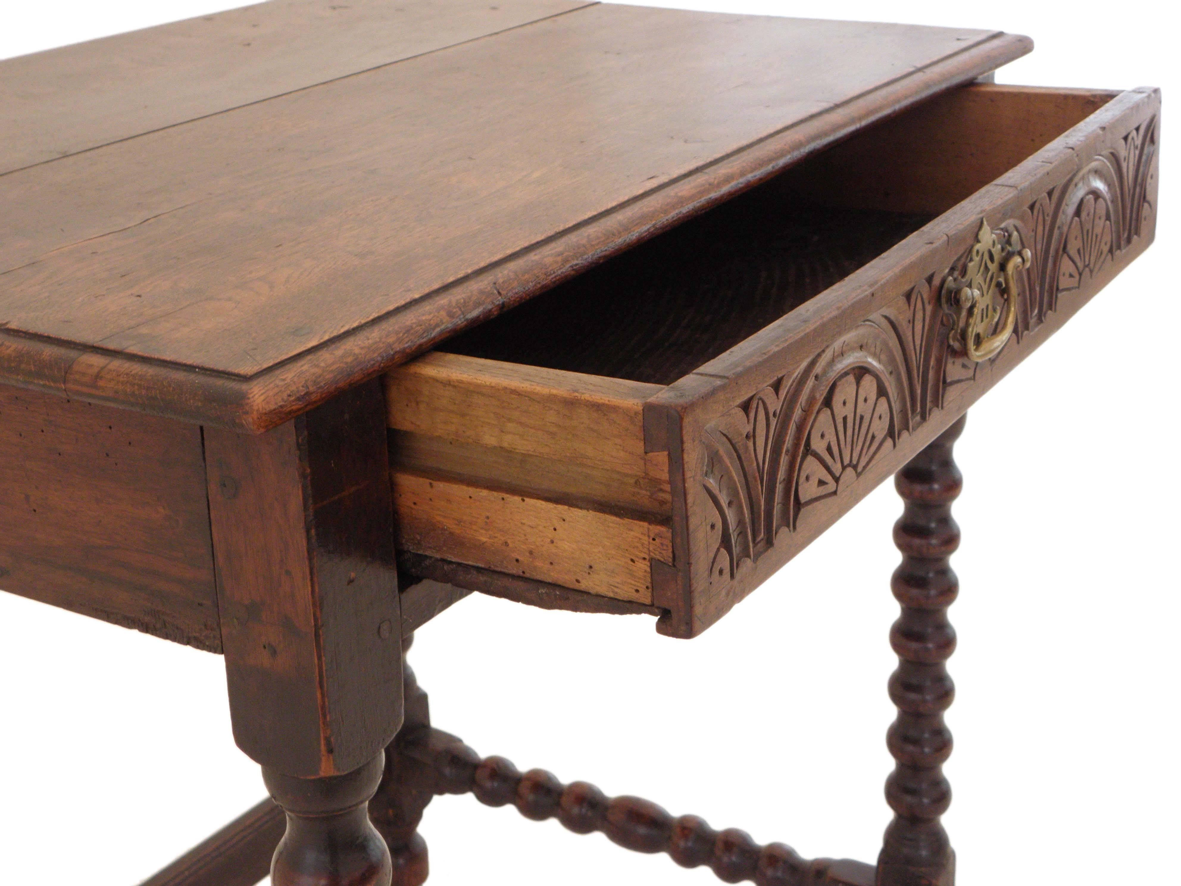 18th Century and Earlier Antique Georgian 18th Century Oak Lowboy Side Occasional Table For Sale