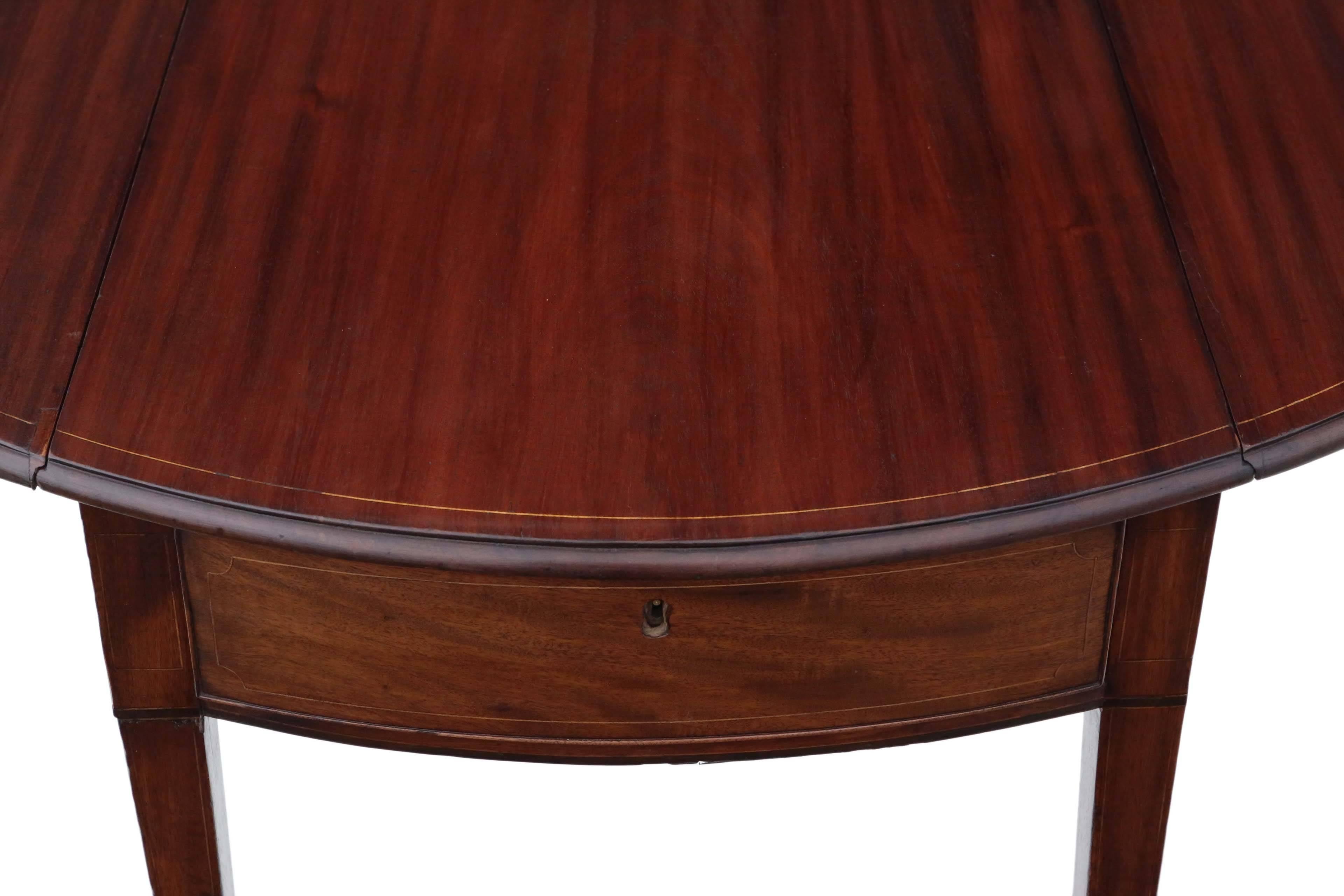 Antique Regency Inlaid Mahogany Pembroke Side Tea or Sofa Table In Good Condition For Sale In Wisbech, Walton Wisbech