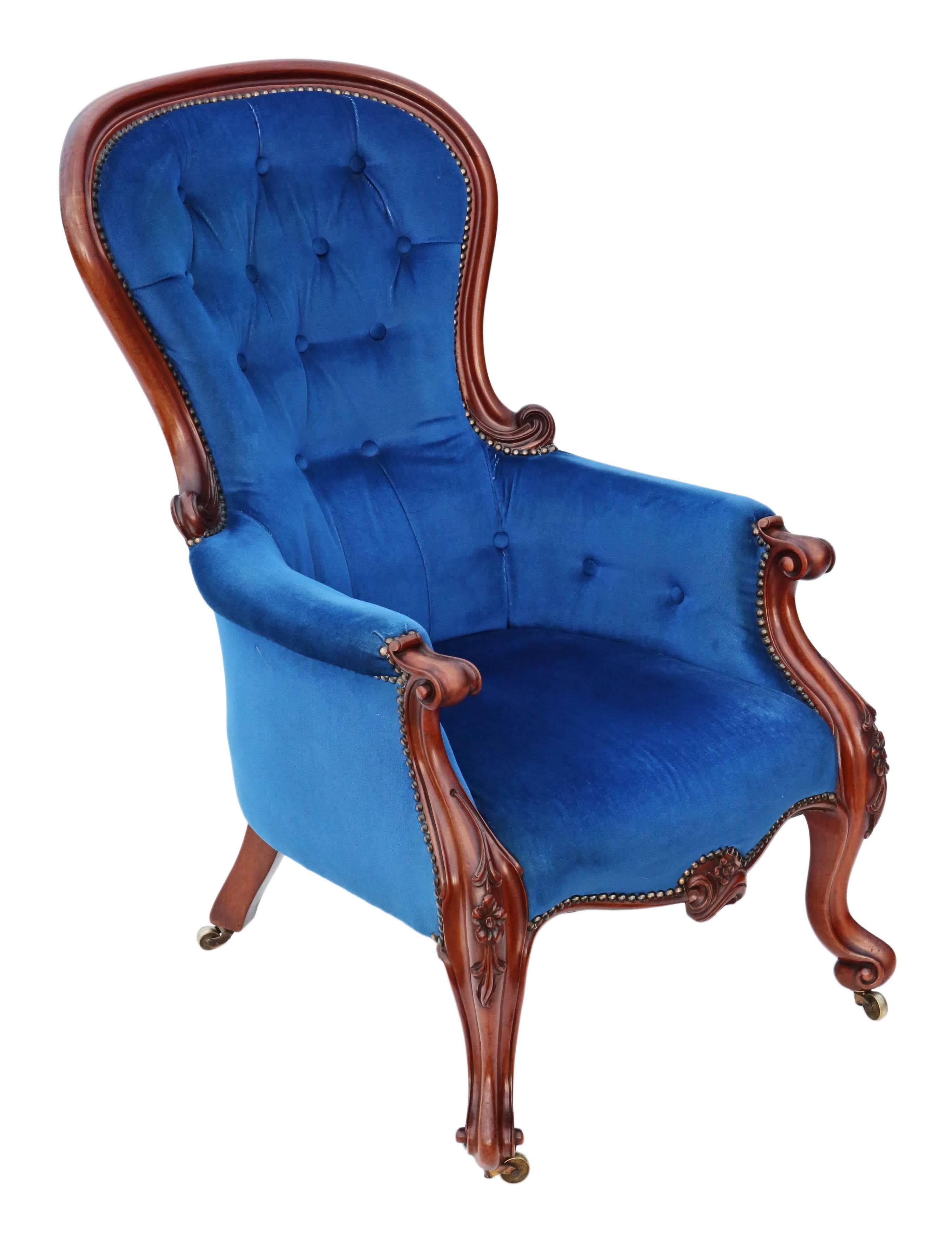 Late 19th Century Antique Quality Victorian circa 1870 Mahogany Spoon Back Armchair Slipper For Sale