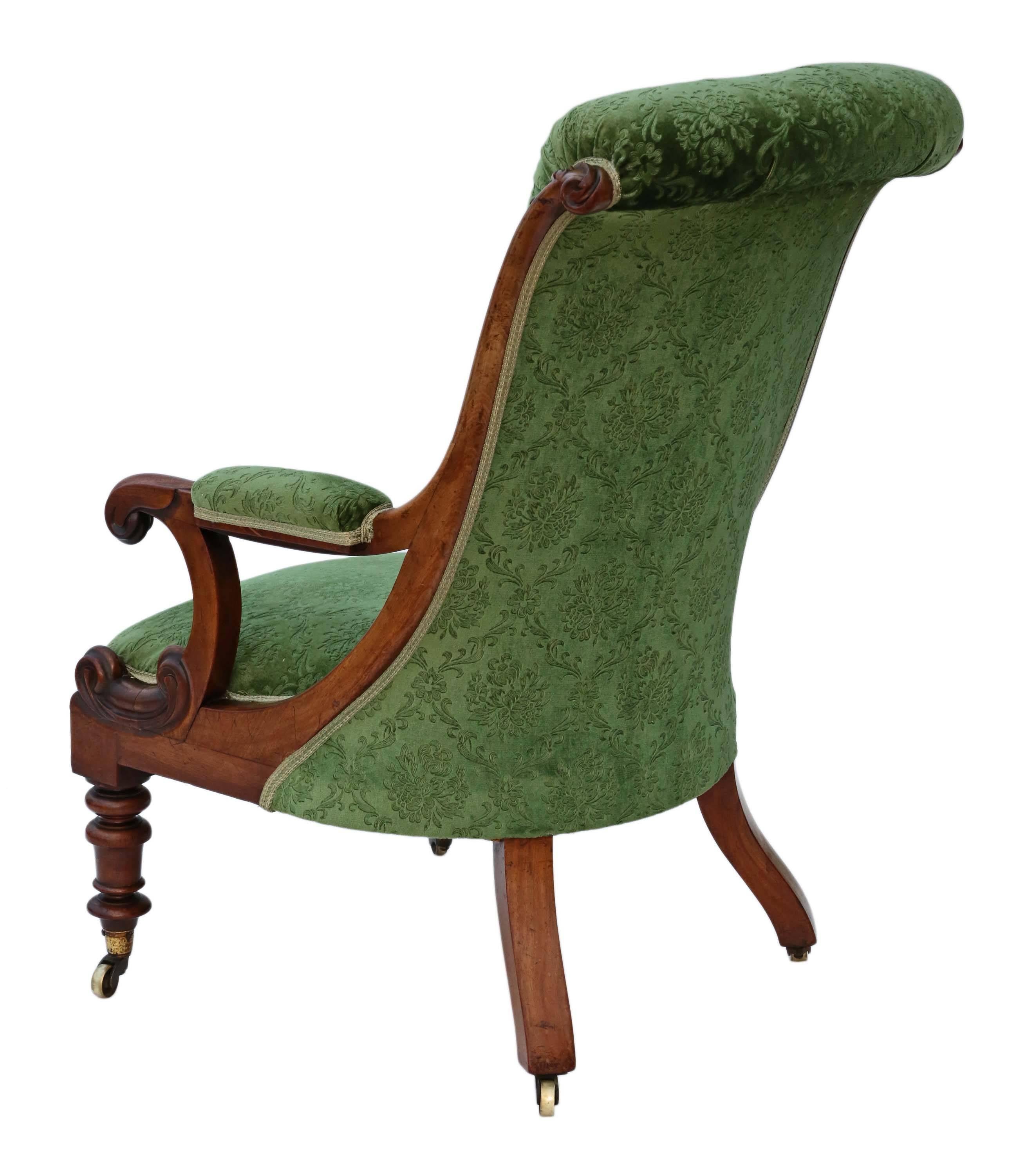 British Antique Quality William IV Mahogany Library Armchair, circa 1830-1840 For Sale