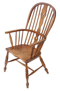 Antique Victorian circa 1840 Ash and Elm Windsor Armchair