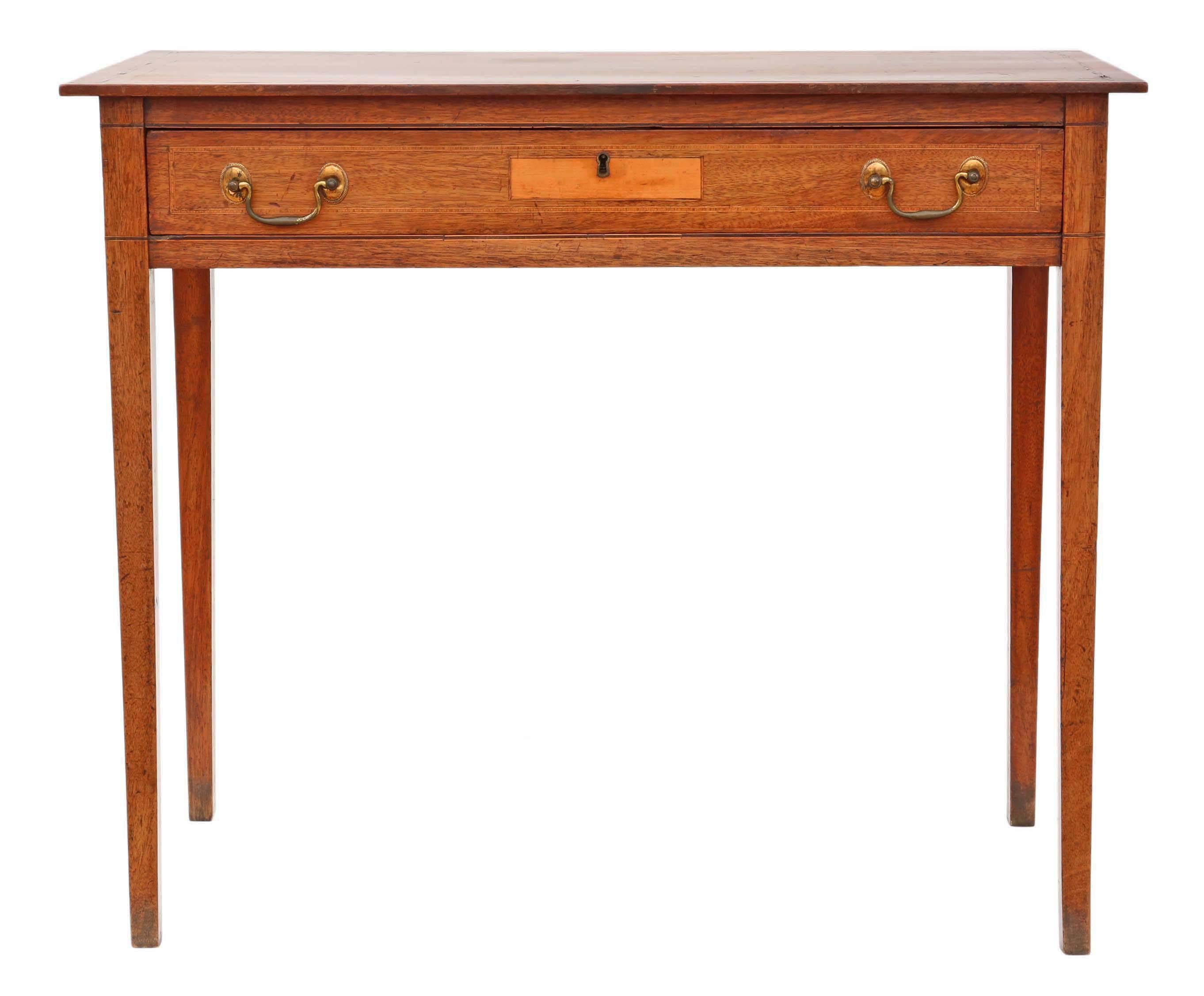 British Antique Quality George III circa 1810 Inlaid Mahogany Desk or Writing Table For Sale