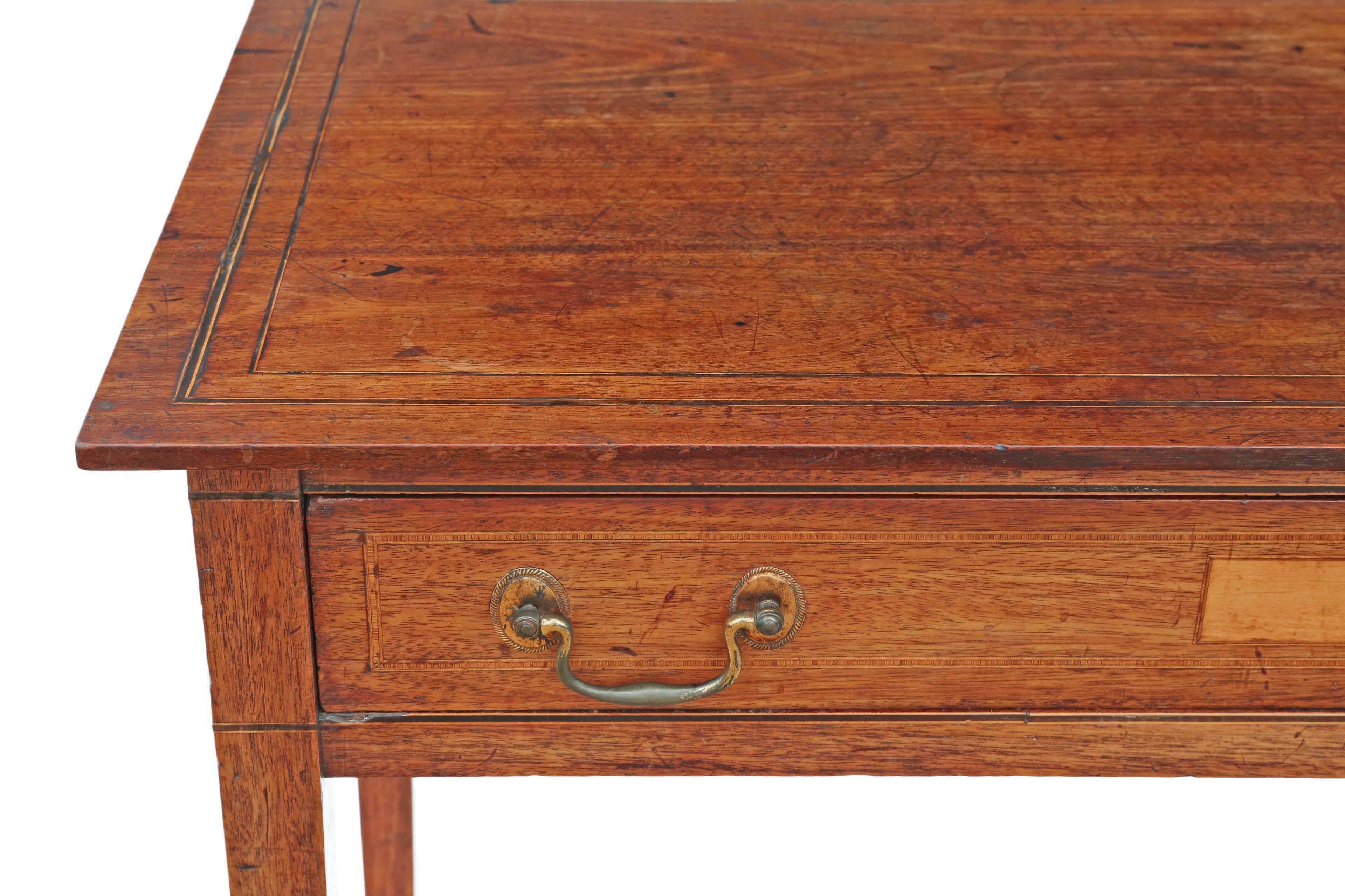 Early 19th Century Antique Quality George III circa 1810 Inlaid Mahogany Desk or Writing Table For Sale