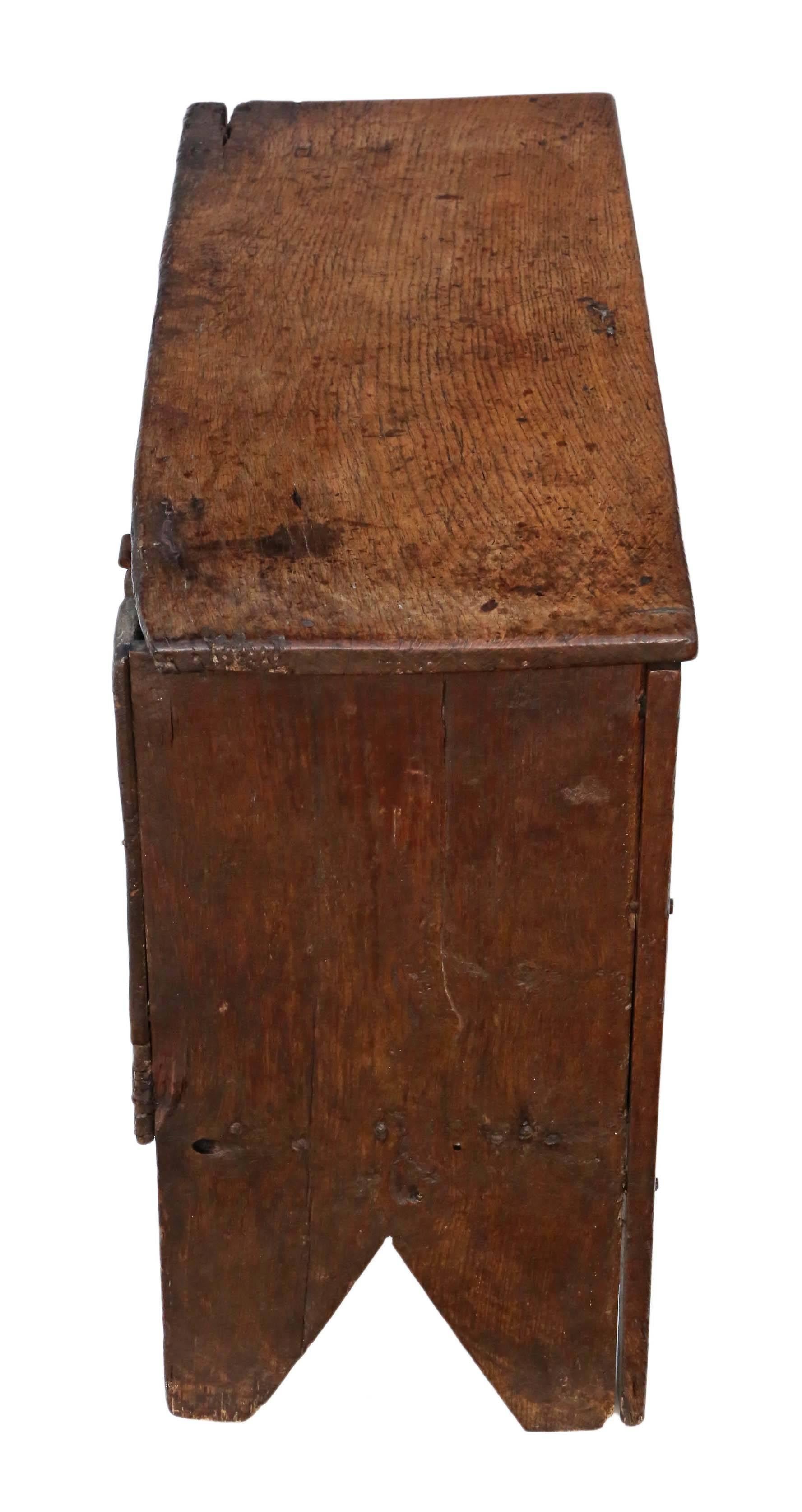 18th Century and Earlier Antique Georgian 18th Century and Later Oak Coffer or Mule Chest For Sale