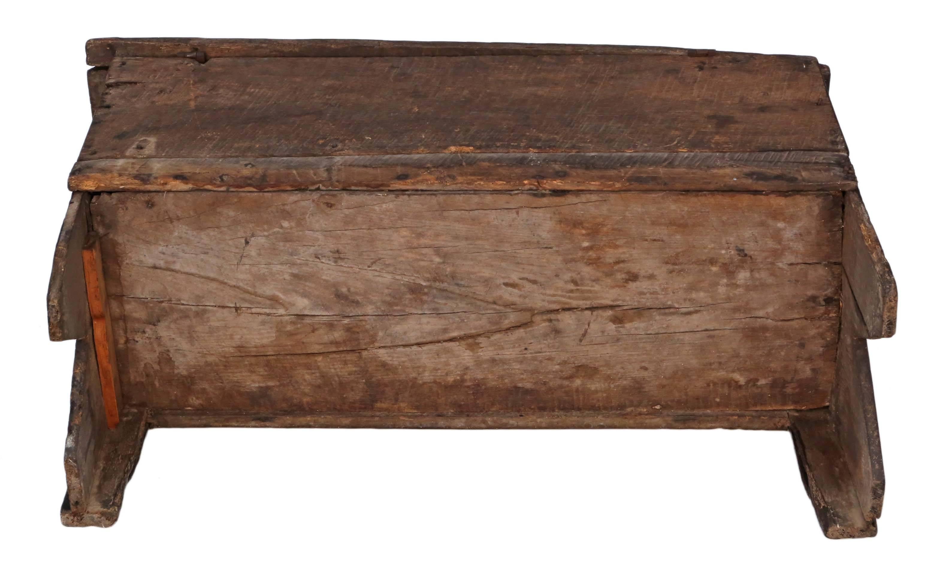 Antique Georgian 18th Century and Later Oak Coffer or Mule Chest For Sale 2