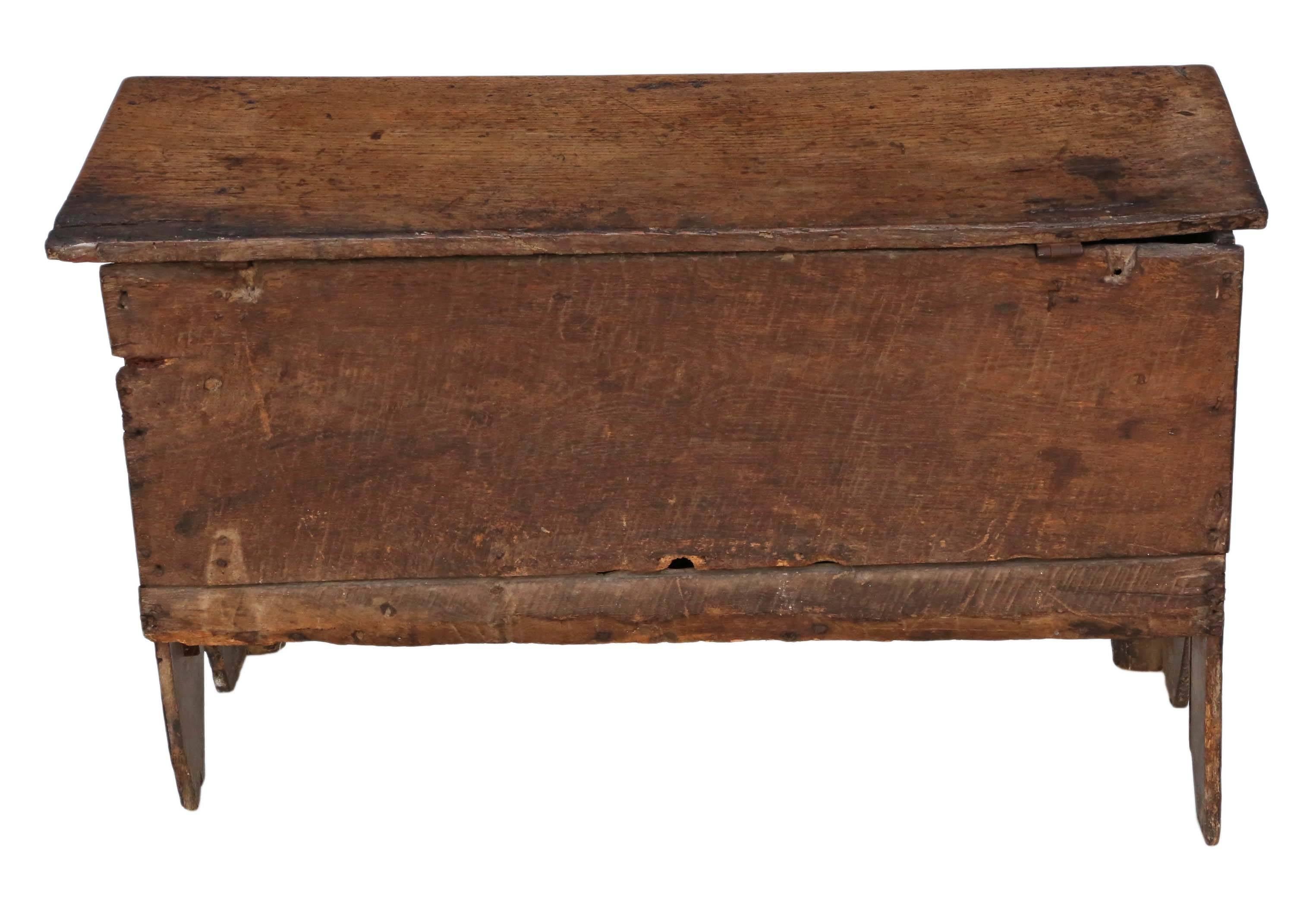 Antique Georgian 18th Century and Later Oak Coffer or Mule Chest For Sale 1