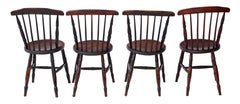 Antique Set of Four Victorian Penny Windsor Kitchen Dining Chairs, circa 1890