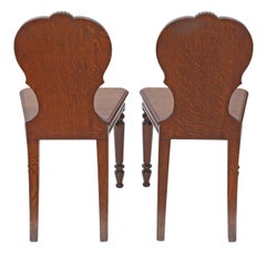 Antique Pair of Quality Victorian Oak Hall Chairs Side Bedroom, circa 1900