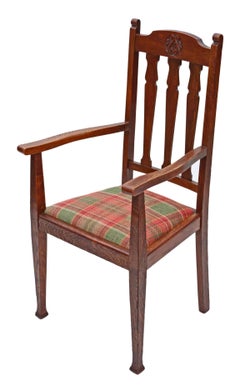 Antique Quality Oak Desk Arm Elbow Chair Art Nouveau