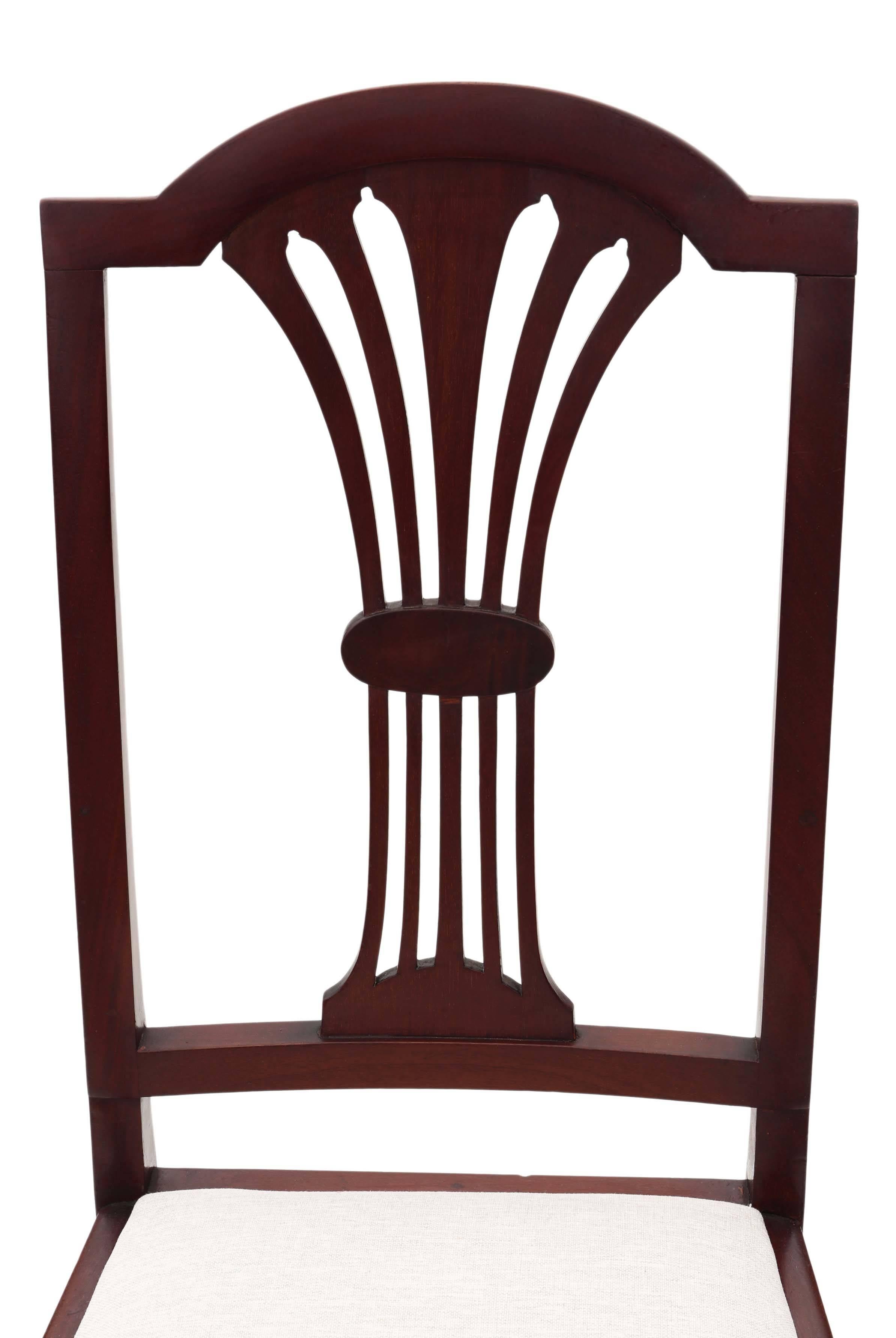 Antique Quality Set of Four Edwardian Mahogany High Back Dining Chairs For Sale 1