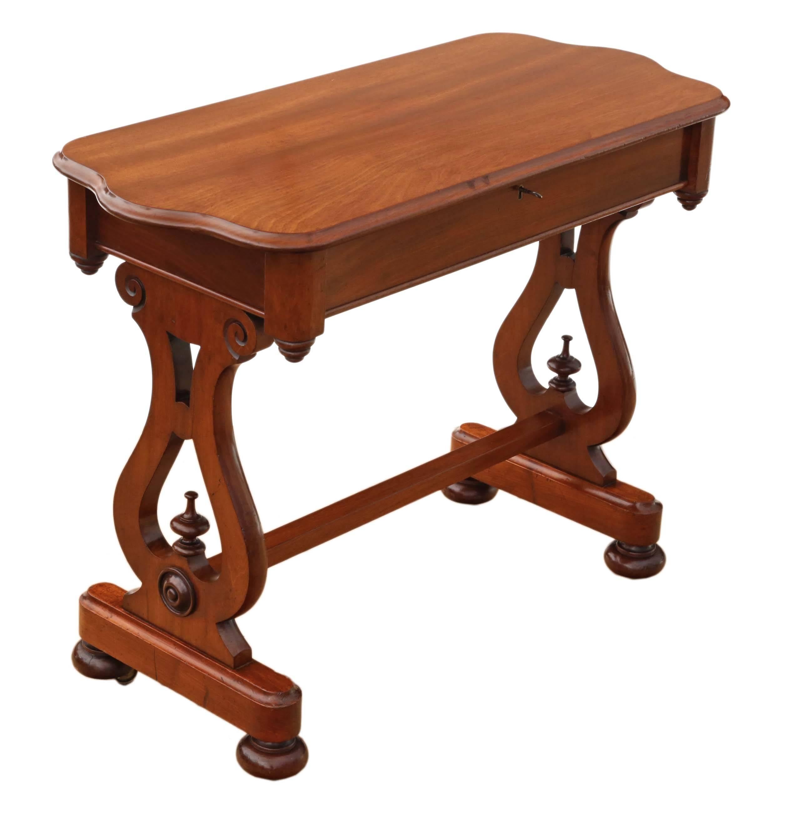 Antique Victorian circa 1860 Mahogany Writing Desk Library Centre Table For Sale 1