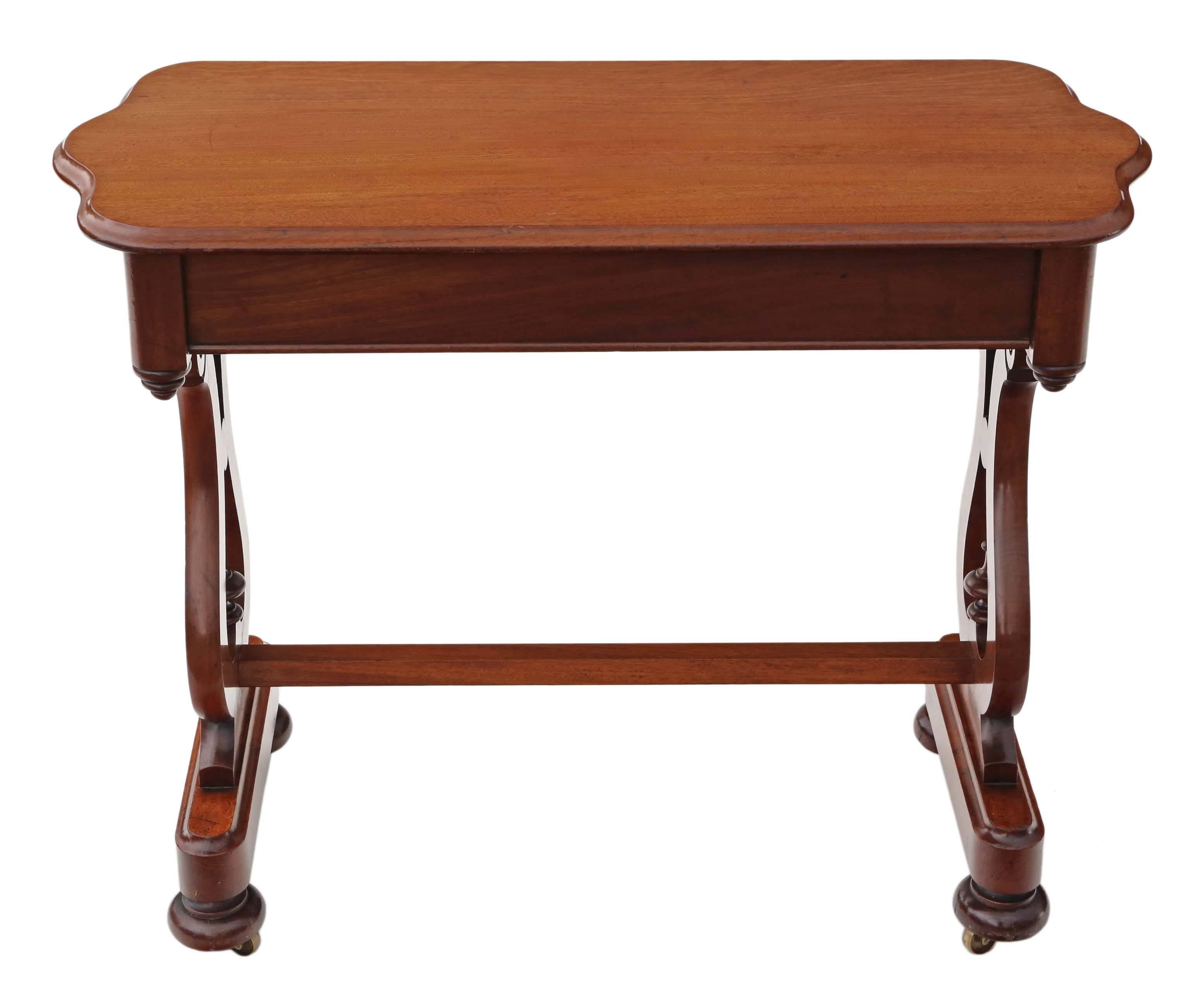 Antique Victorian circa 1860 Mahogany Writing Desk Library Centre Table For Sale 2