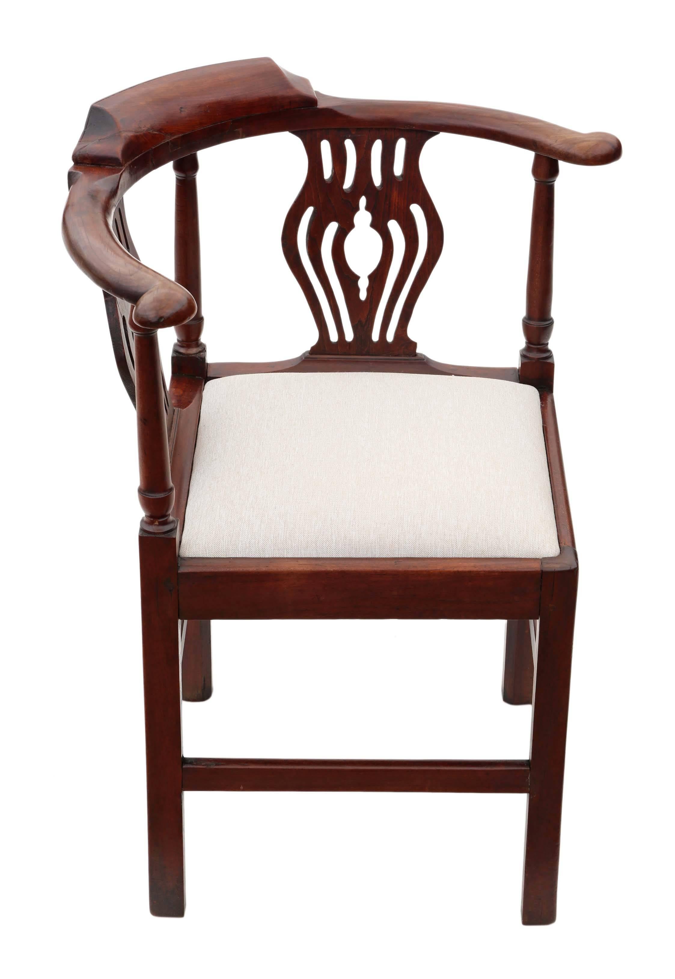 Antique Georgian, circa 1810 Mahogany Office Elbow Desk Tub Chair Corner Carver In Good Condition For Sale In Wisbech, Walton Wisbech