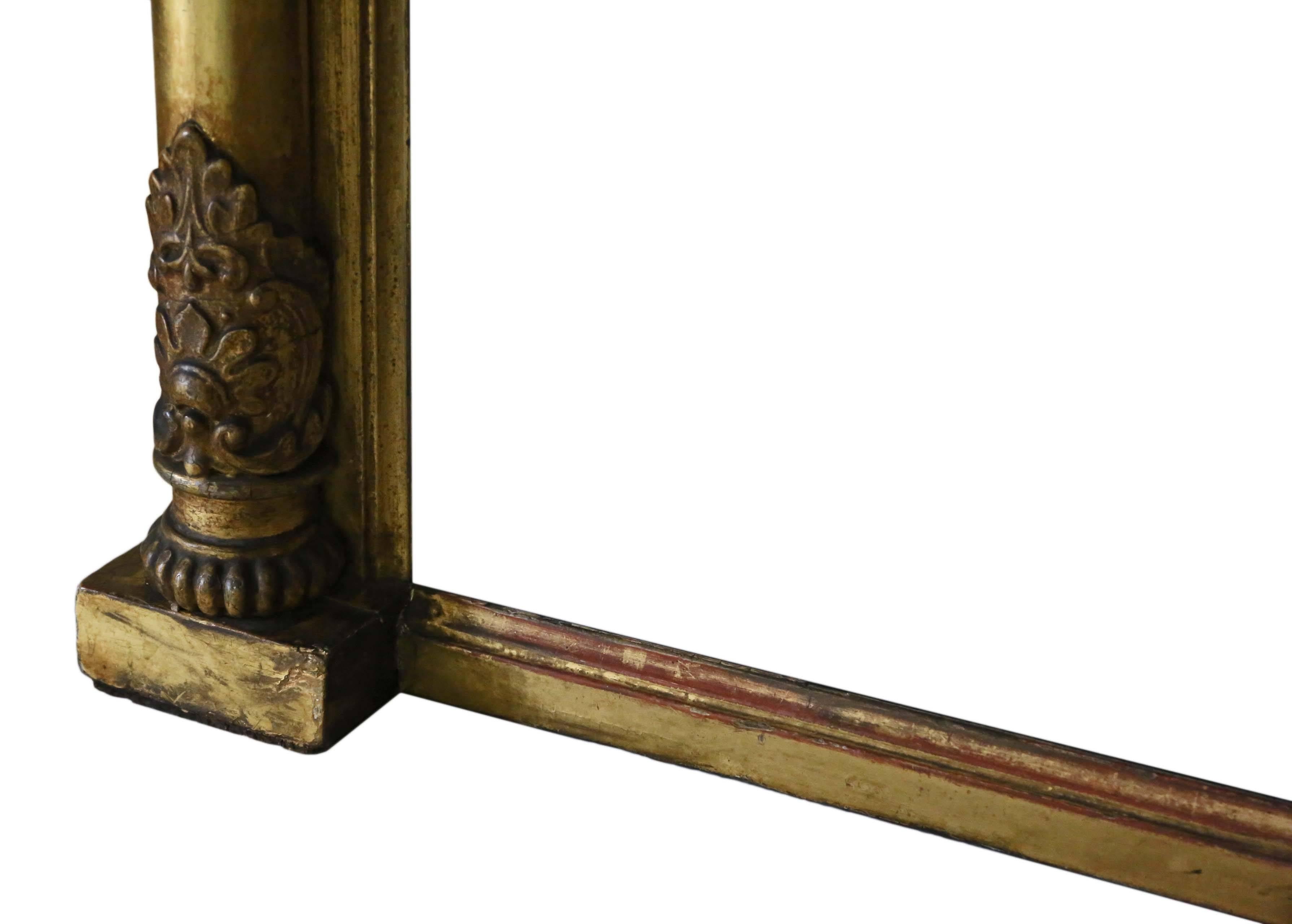 Antique Large 19th Century Victorian Gilt Overmantel Wall Mirror For Sale 1