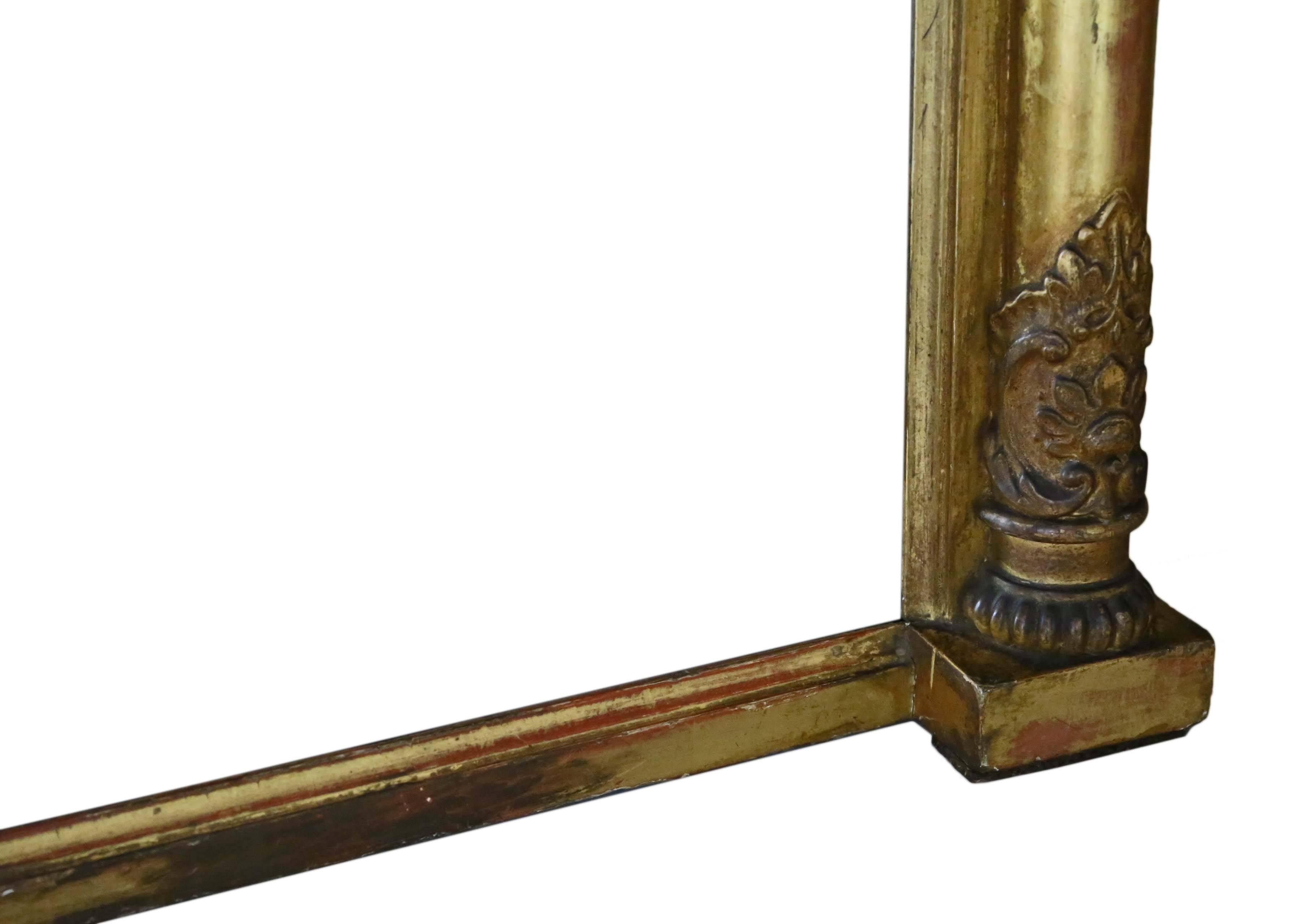 Giltwood Antique Large 19th Century Victorian Gilt Overmantel Wall Mirror For Sale