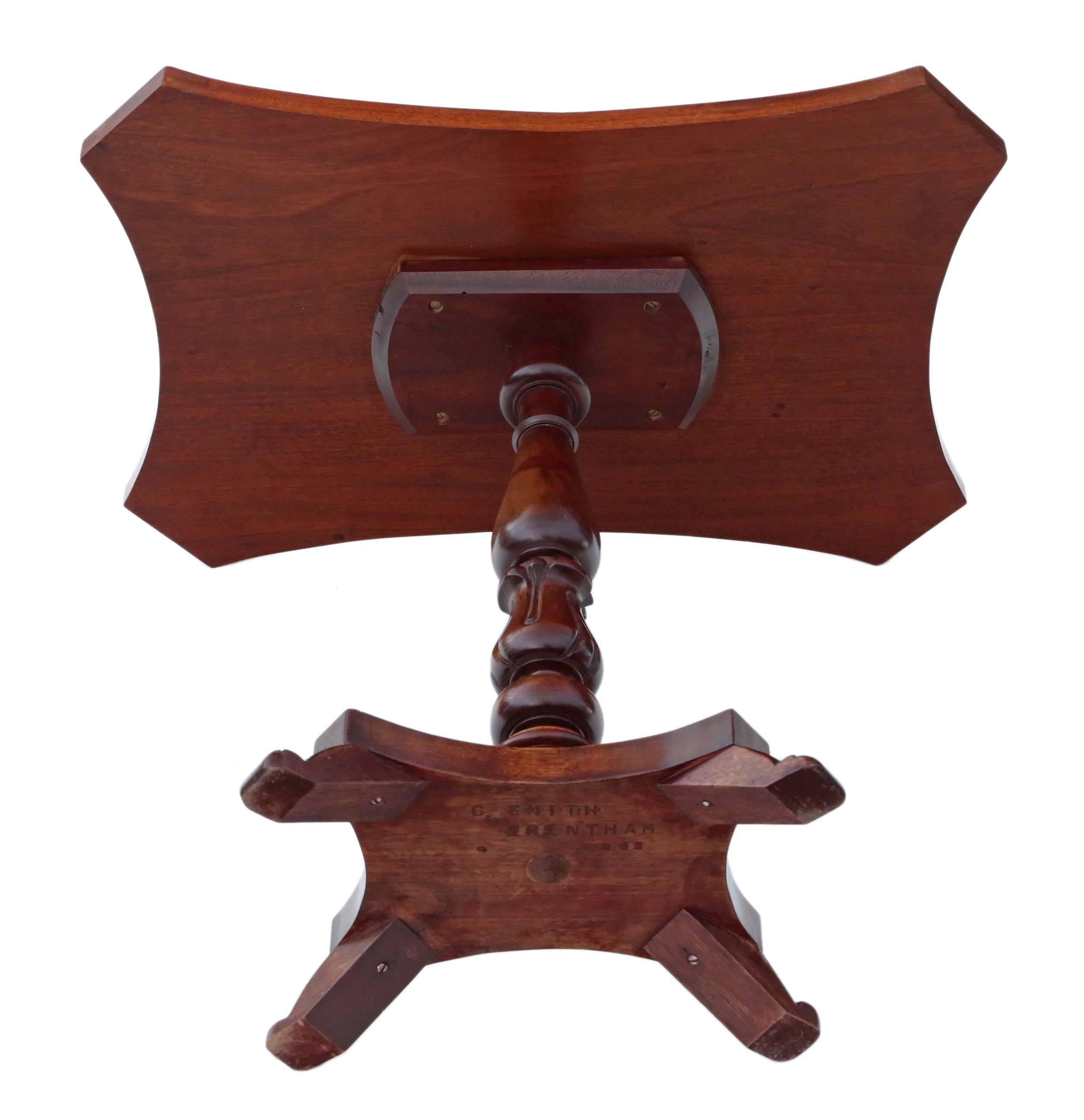 Antique Quality Reproduction Regency G. Smith Mahogany Wine Table Side For Sale 1
