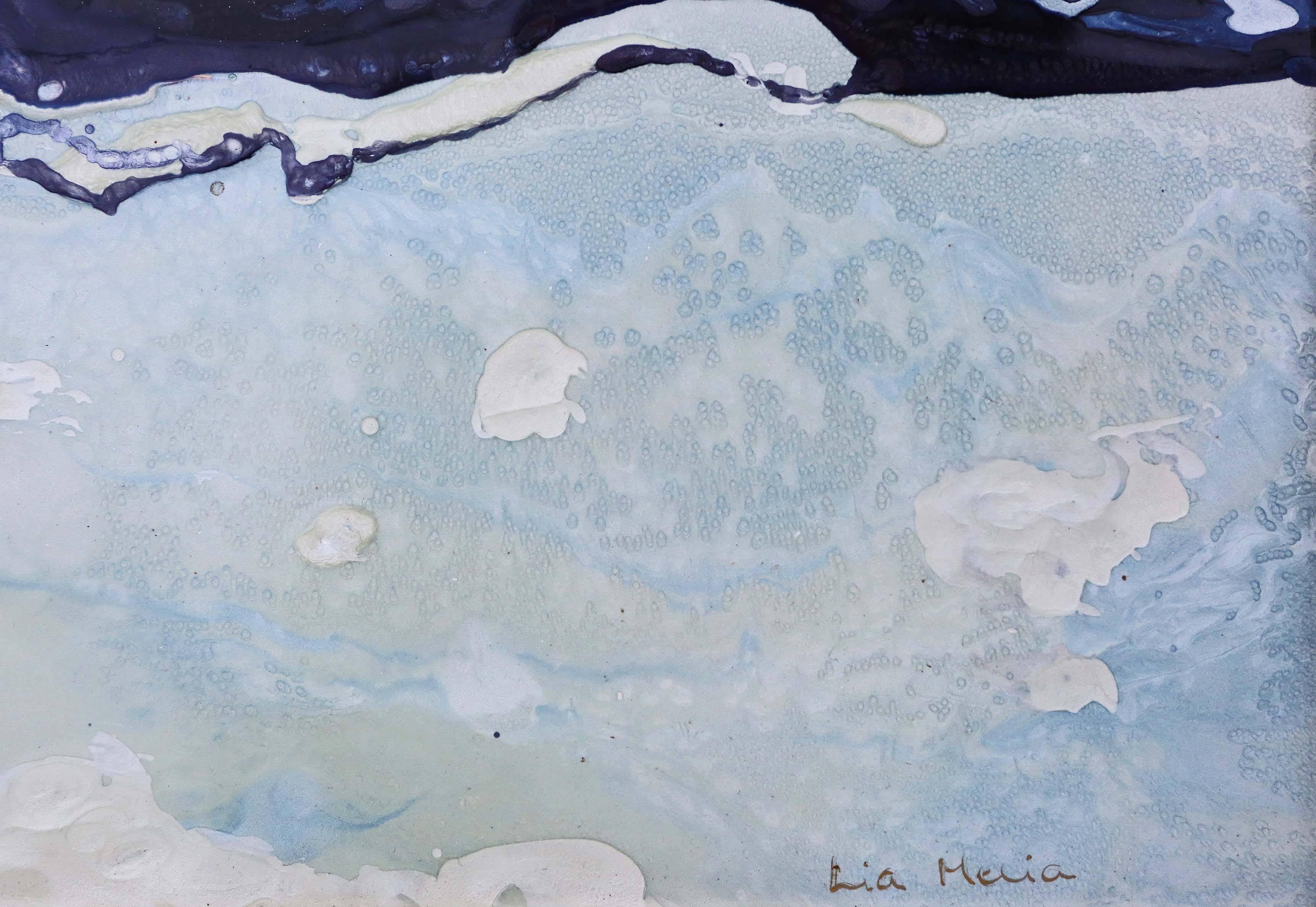 Contemporary Framed Original Glaze / Enamel Painting 'Waterway' by Lia Melia For Sale