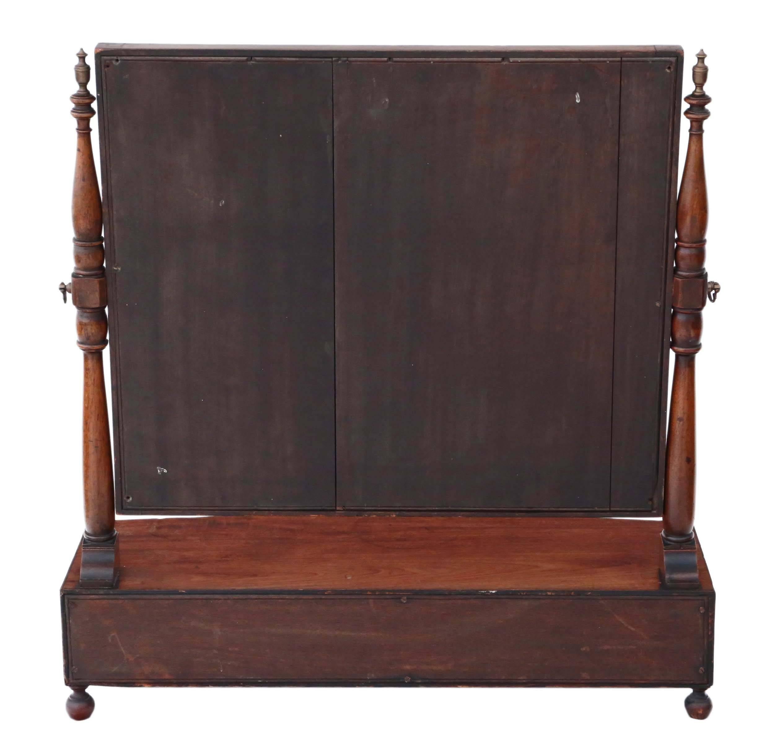 Antique Quality Regency, circa 1825 Mahogany Toilet Swing Dressing Table Mirror For Sale 3