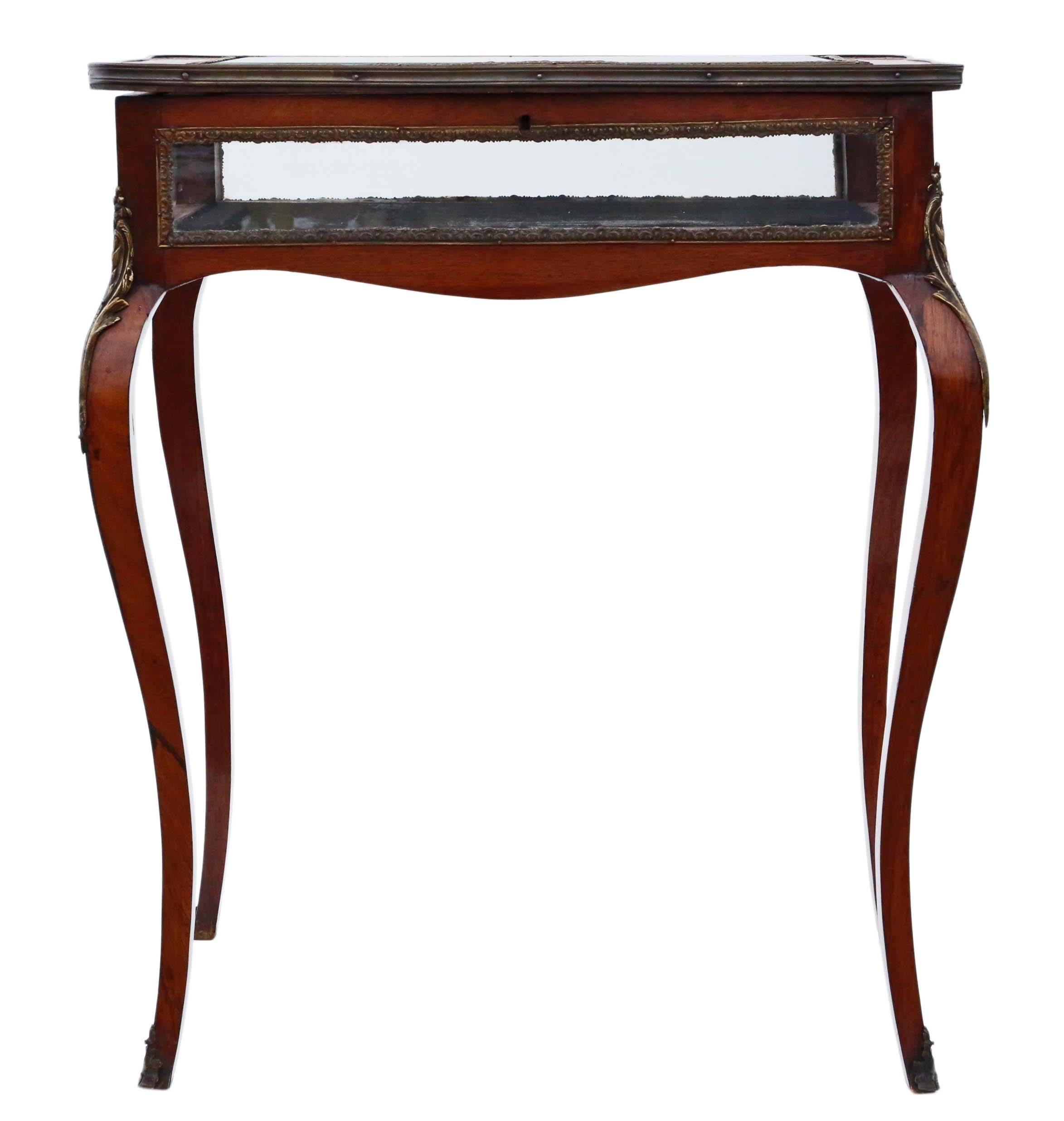Louis Philippe Antique 19th Century French Kingwood Ormolu Bijouterie Display Table For Sale