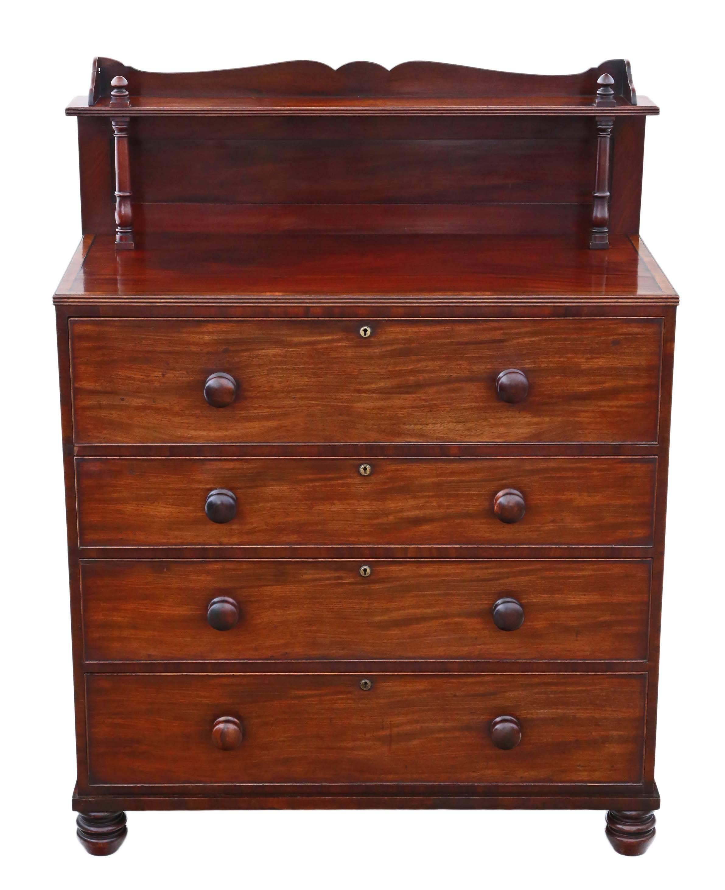 Antique Regency / William IV mahogany secretaire writing desk and chest of drawers, circa 1825-1835.

A lovely item, that is full of age, charm and character.

Solid with no loose joints and the drawers slide freely.

Great age charm and