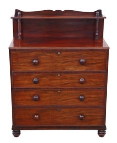 Antique Regency William IV Mahogany Secretaire Desk Writing Chest of Drawers