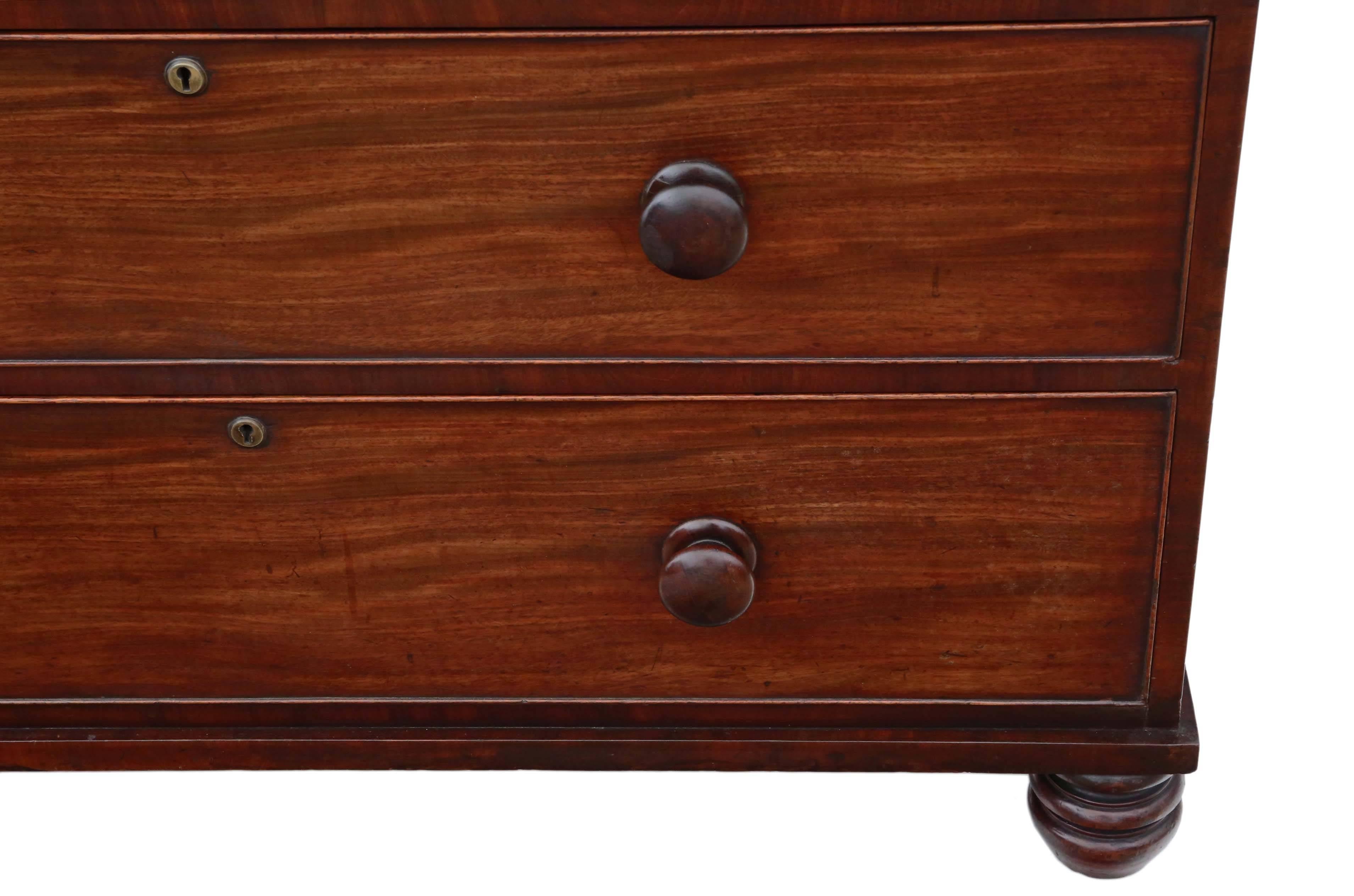 Antique Regency William IV Mahogany Secretaire Desk Writing Chest of Drawers For Sale 1