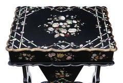 Antique 19th Century Decorated Work Side Sewing Table Box